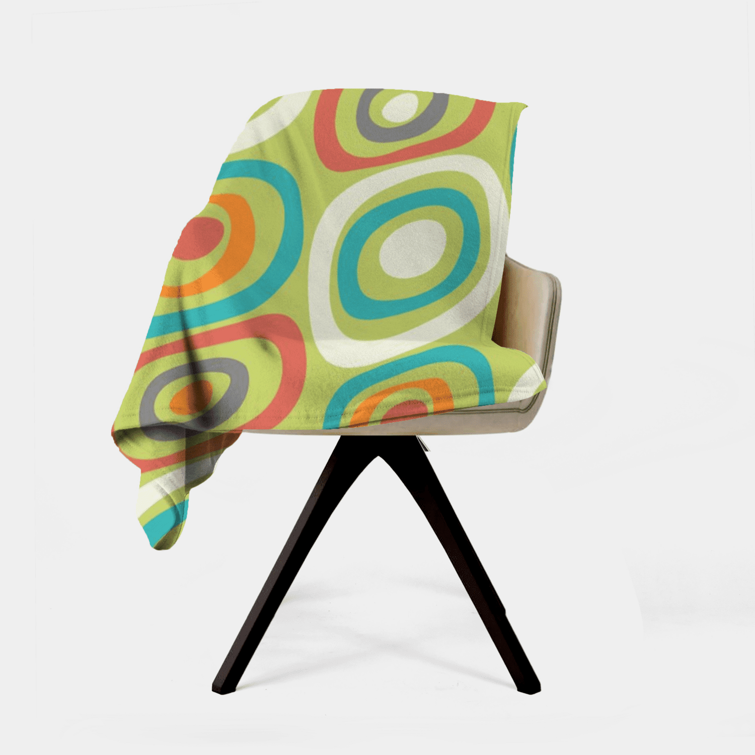 Mid Century Modern, Geometric Mod Green, Orange, Teal, Funky Fun Minky Blanket Blankets