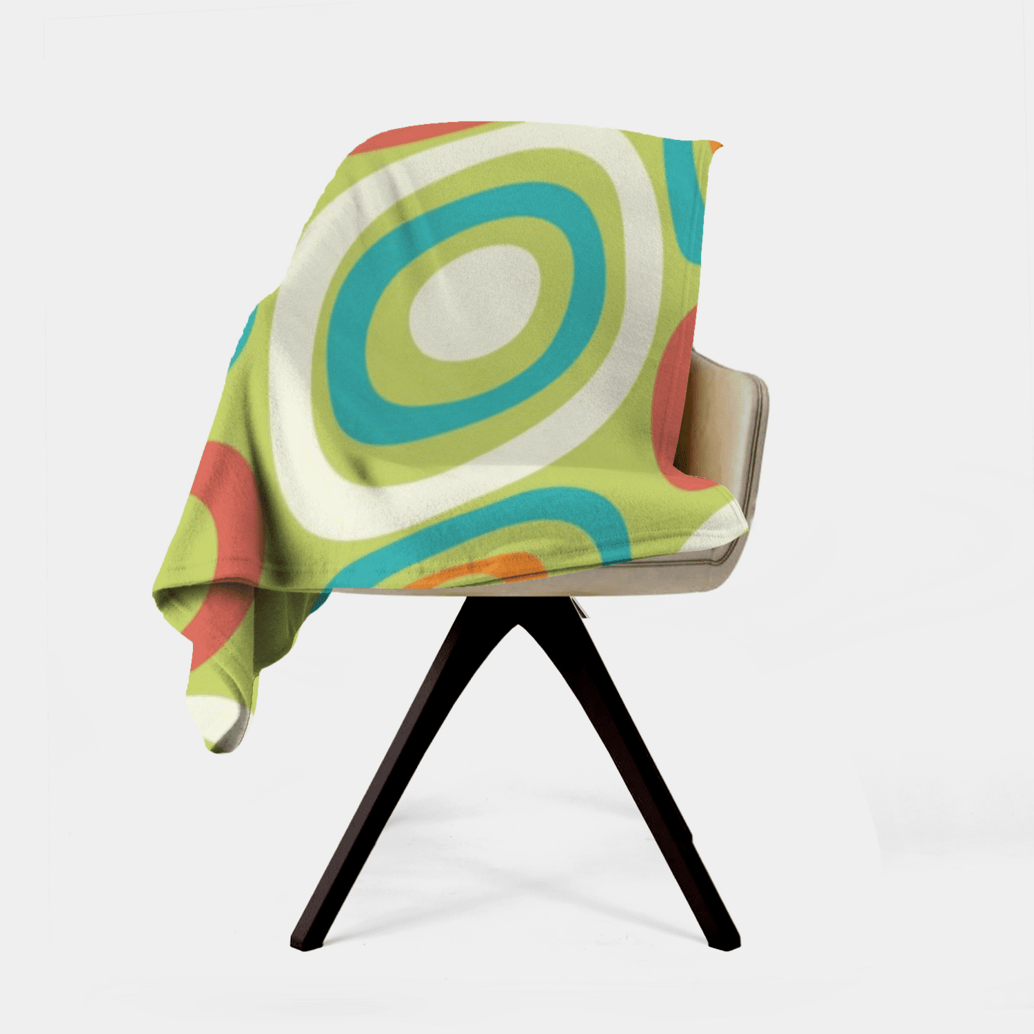 Mid Century Modern, Geometric Mod Green, Orange, Teal, Funky Fun Minky Blanket Blankets