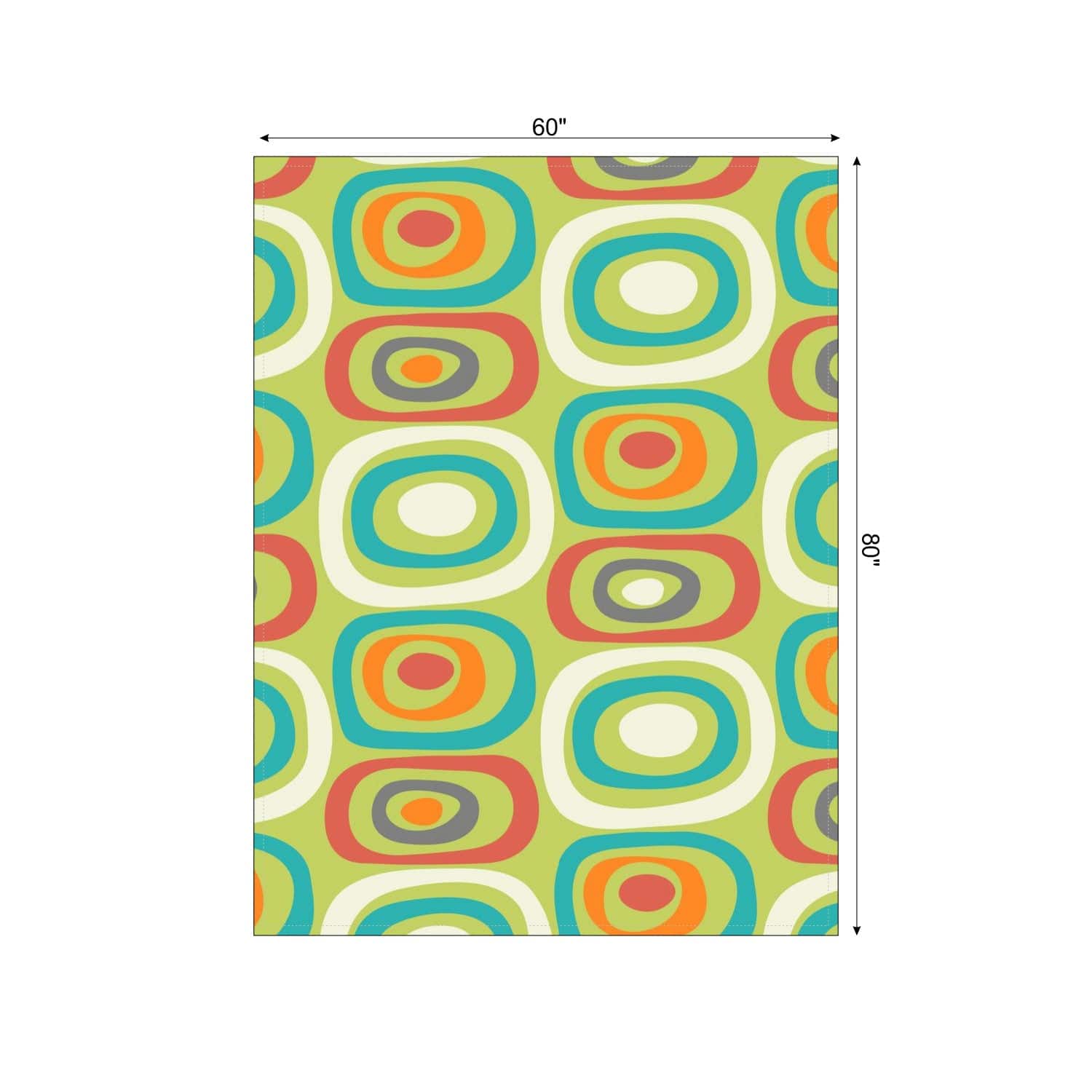Mid Century Modern, Geometric Mod Green, Orange, Teal, Funky Fun Minky Blanket Blankets