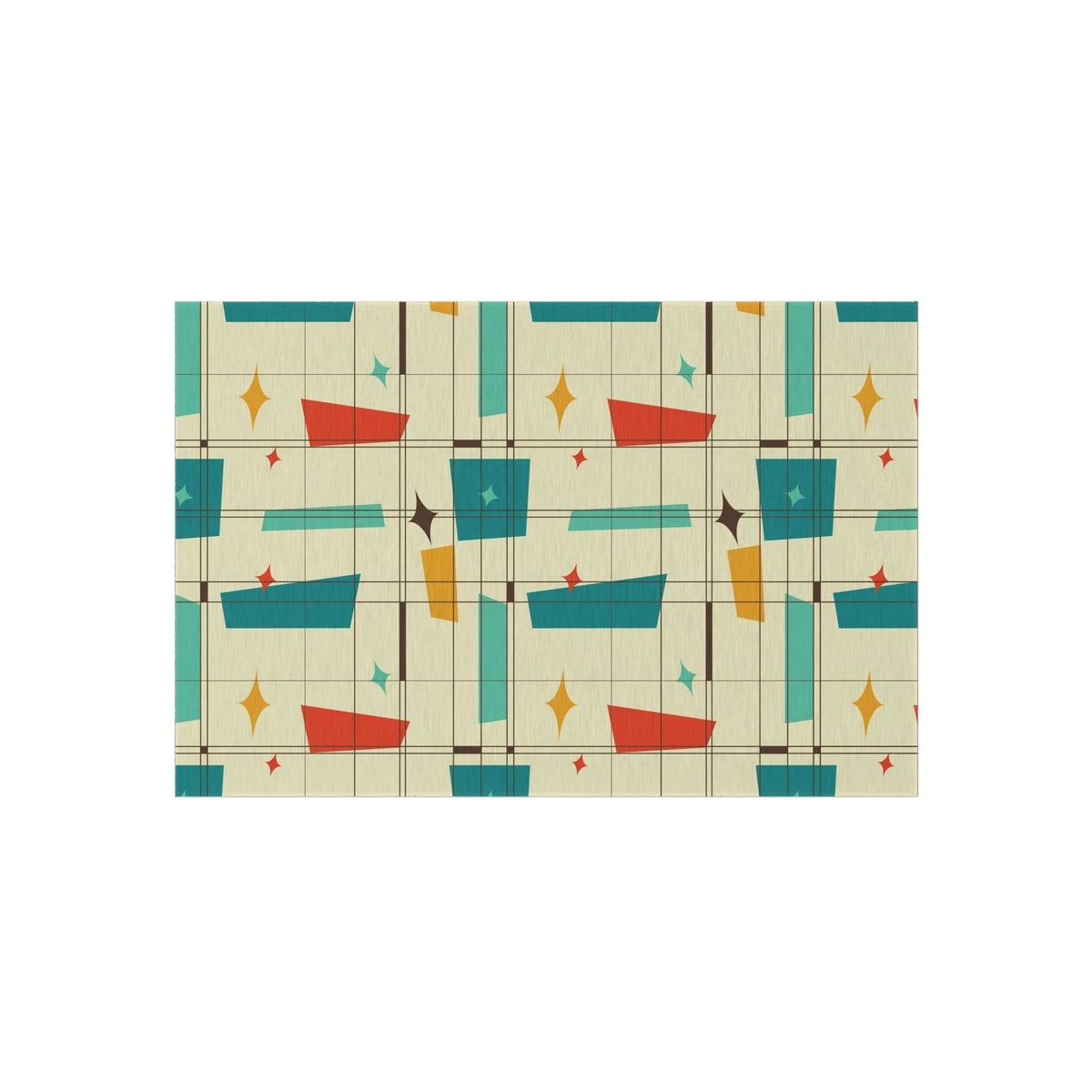 Mid Century Modern, Indoor, Outdoor Rug, Geometric Squares, Mid Mod Palm Spring Cali Home Decor Home Decor