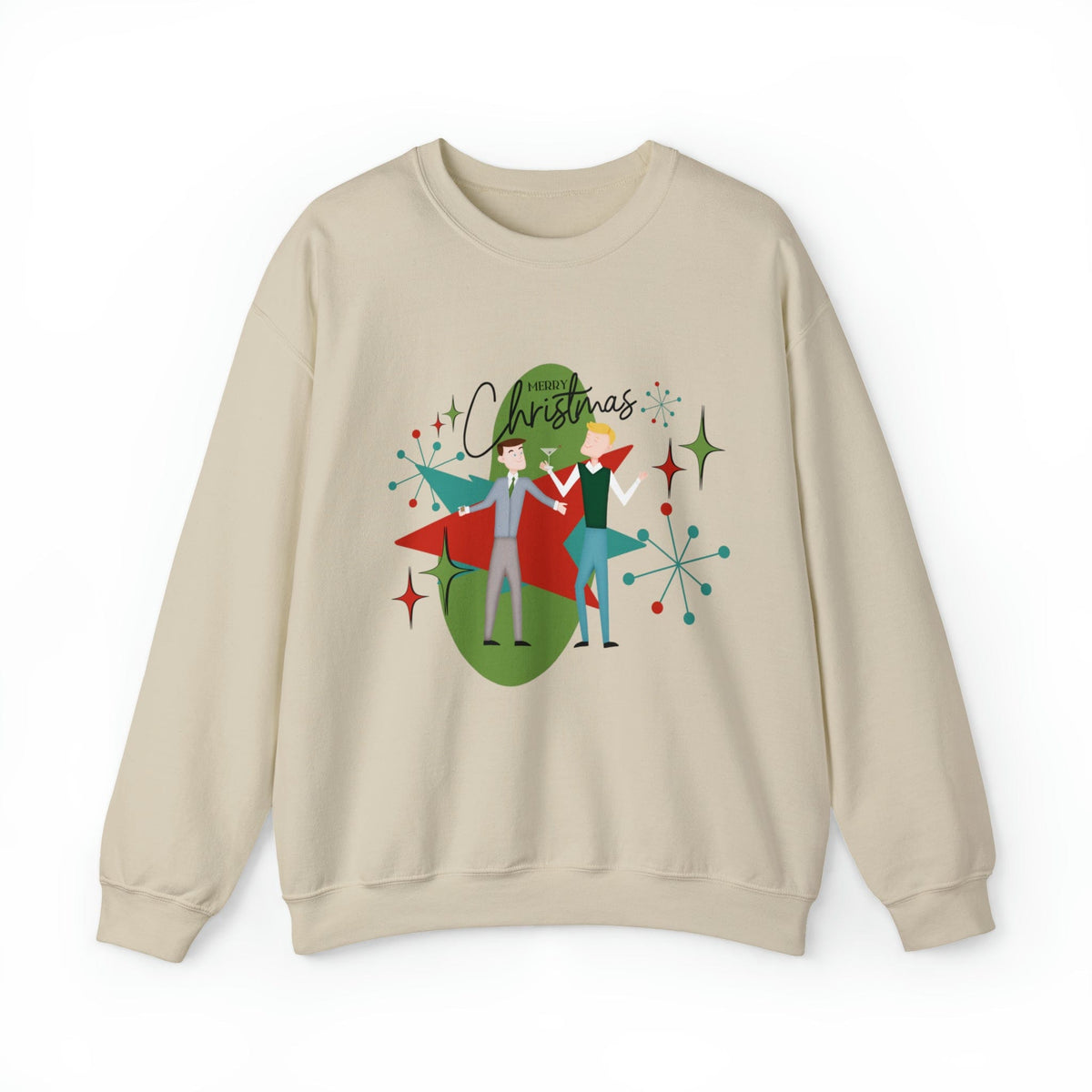 Mid Century Modern Men Couples Sweatshirt, Gay Couple, Retro Holidaay Heavy Blend™ Crewneck Sweatshirt Sweatshirt