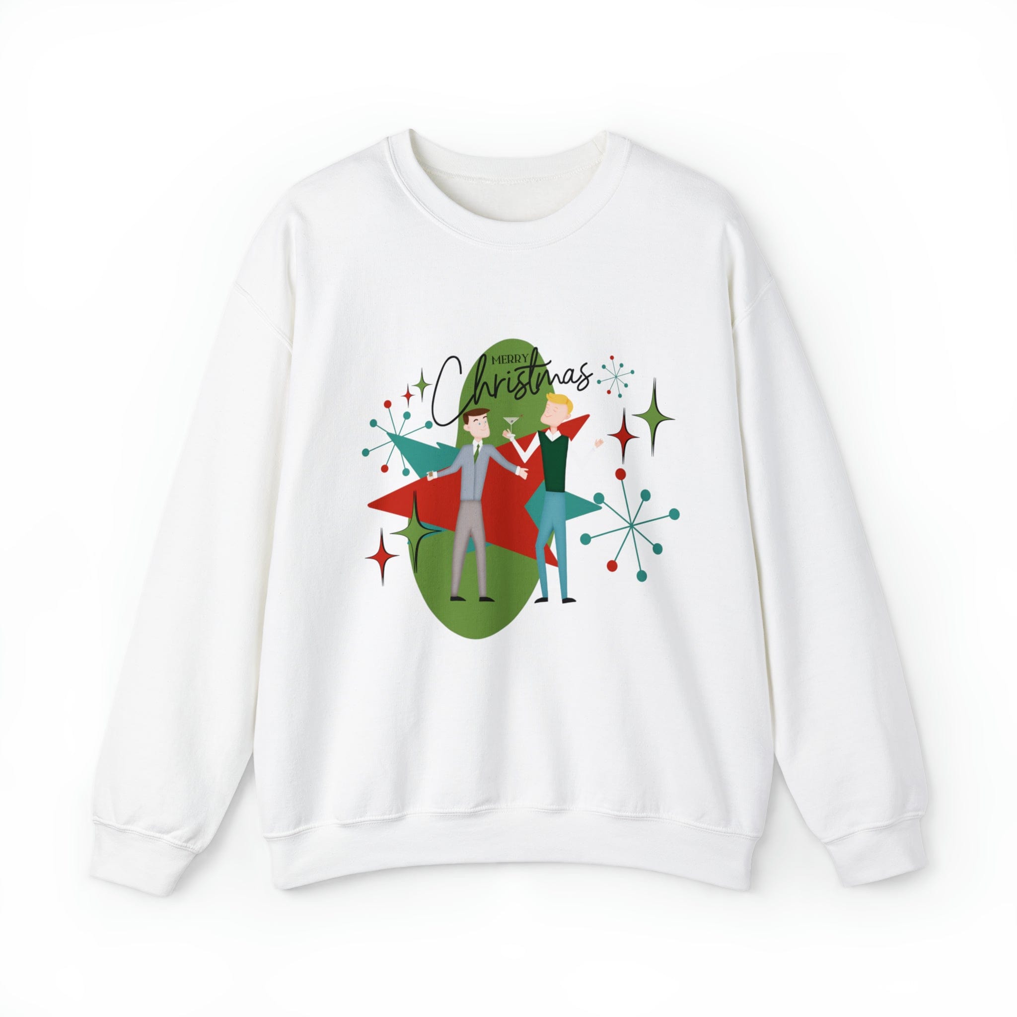 Mid Century Modern Men Couples Sweatshirt, Gay Couple, Retro Holidaay Heavy Blend™ Crewneck Sweatshirt Sweatshirt