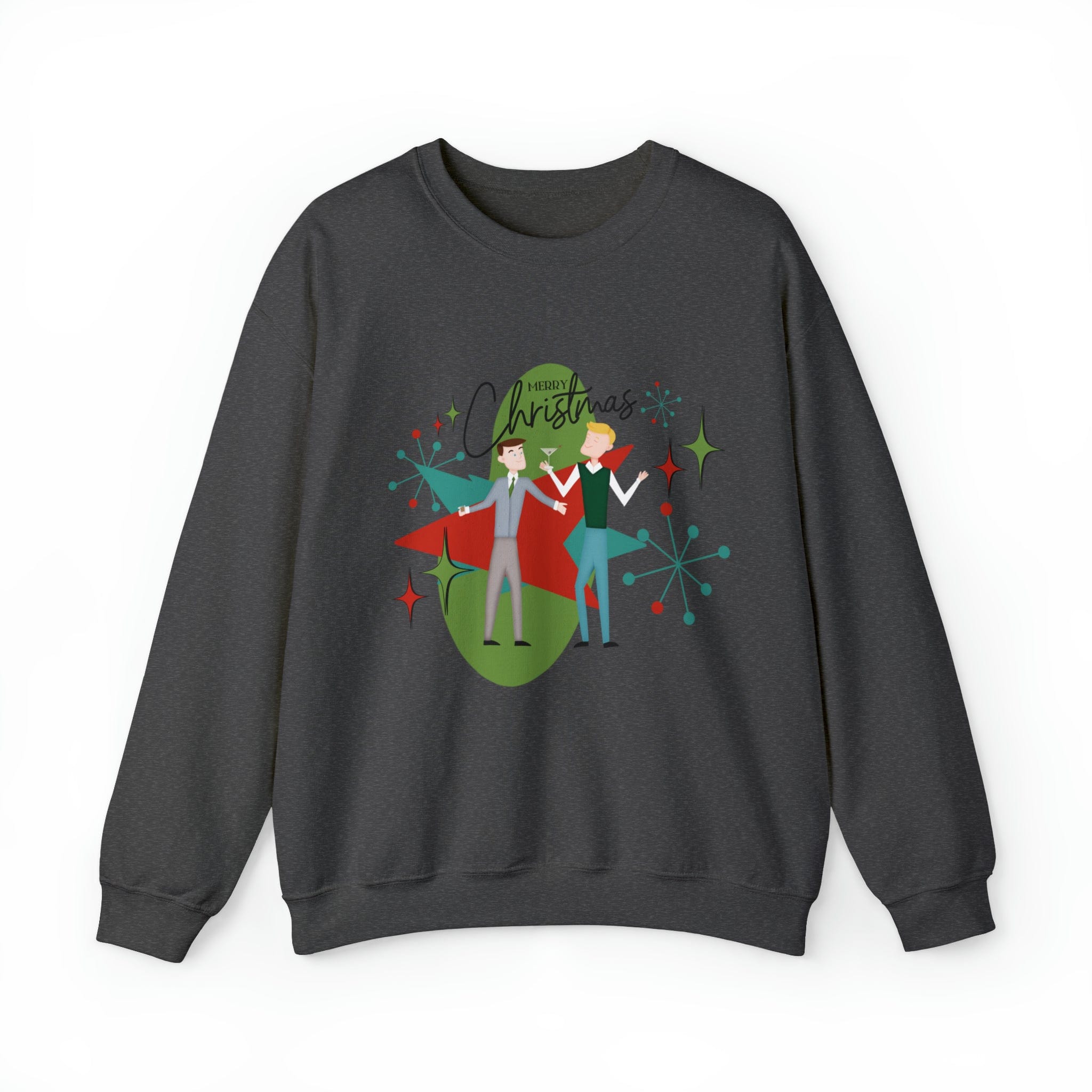 Mid Century Modern Men Couples Sweatshirt, Gay Couple, Retro Holidaay Heavy Blend™ Crewneck Sweatshirt Sweatshirt