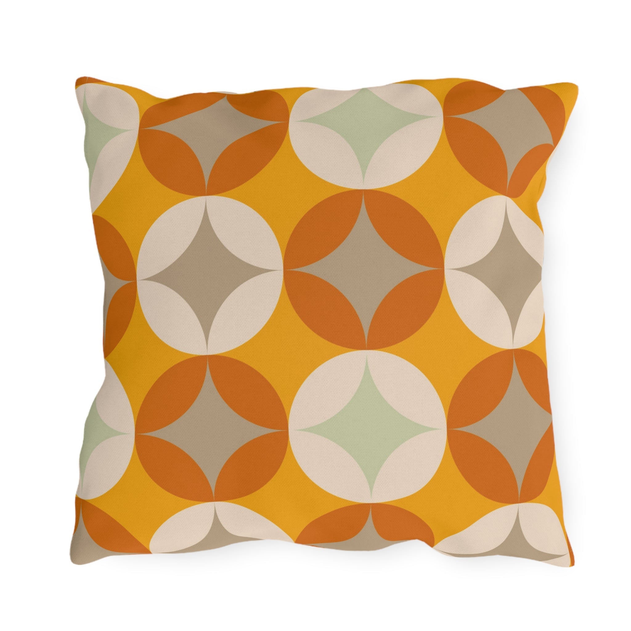 Mid Century Modern Outdoor Pillows, Mustard Yellow, Cream, Light Gray Starburst Pillow Home Decor
