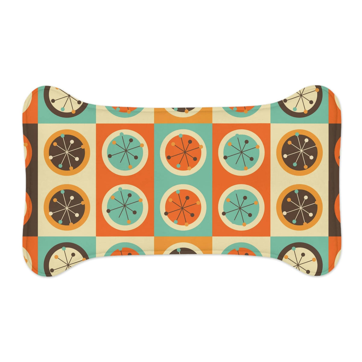 Mid Century Modern, Retro Geometric Circles, Starburst, Dog, Cat, Pet Feeding Mats Pets