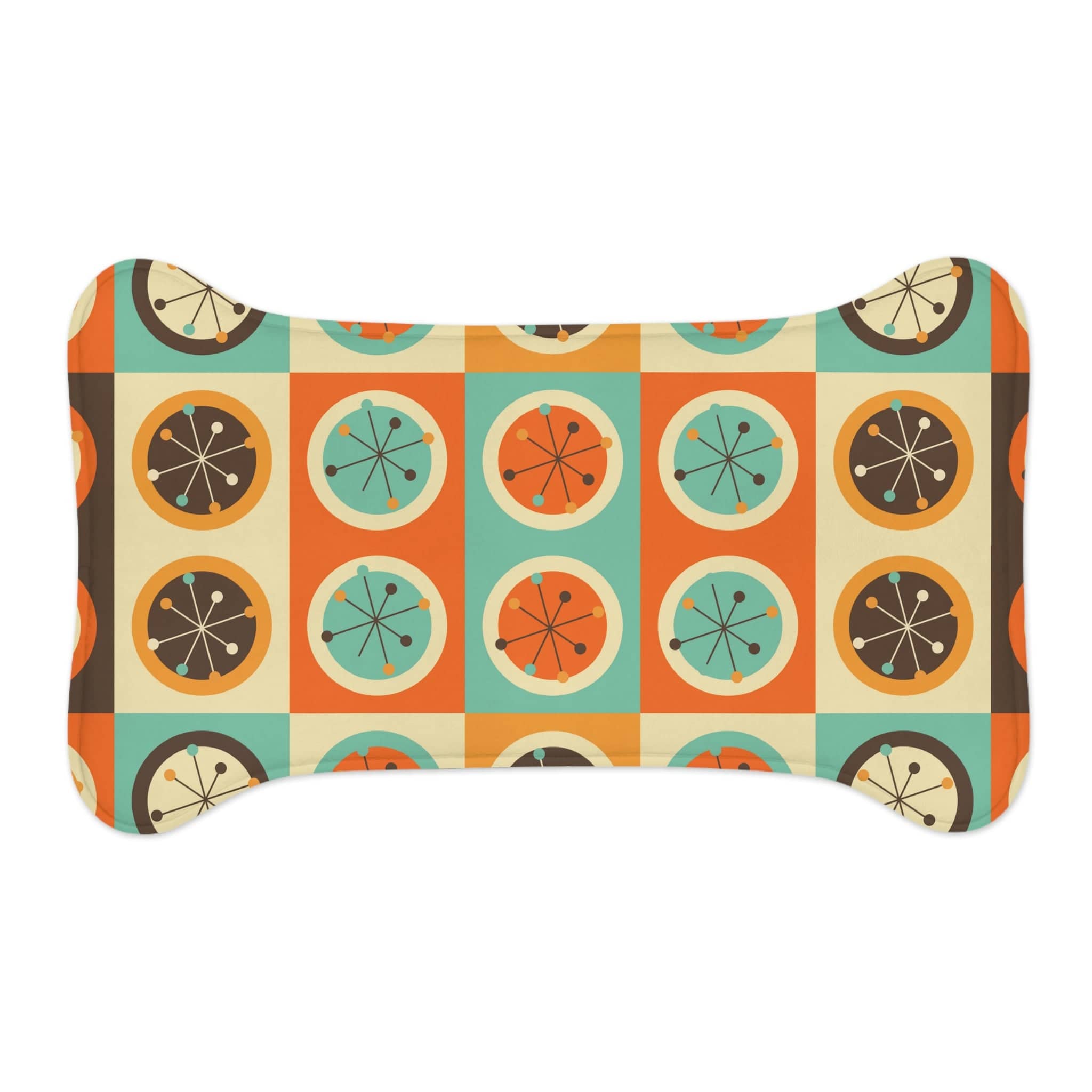Mid Century Modern, Retro Geometric Circles, Starburst, Dog, Cat, Pet Feeding Mats Pets