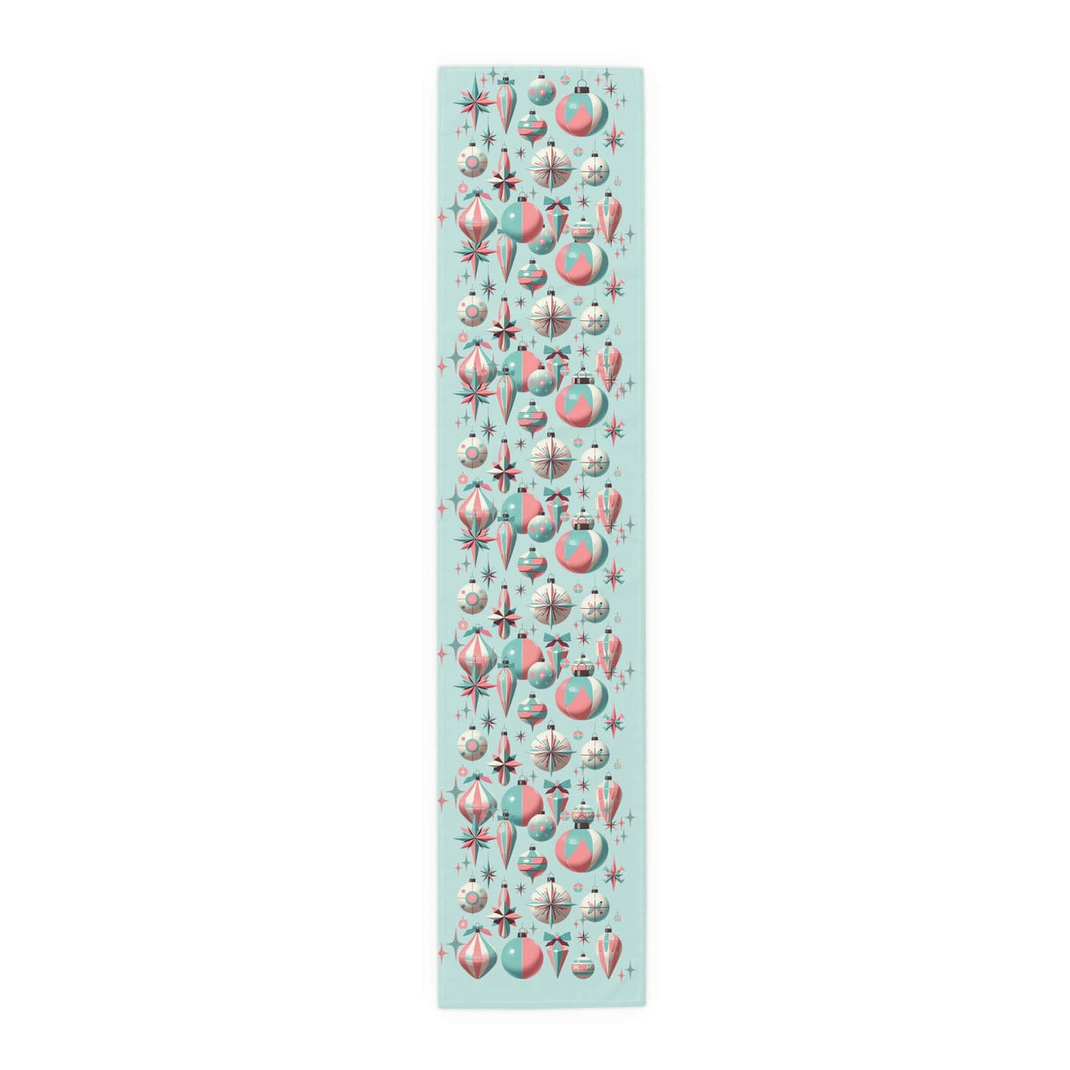 Mid Century Modern Shiny Brite Aqua Blue, Pink, Kitschy 50's Ornament MCM Gal Table Runner Home Decor