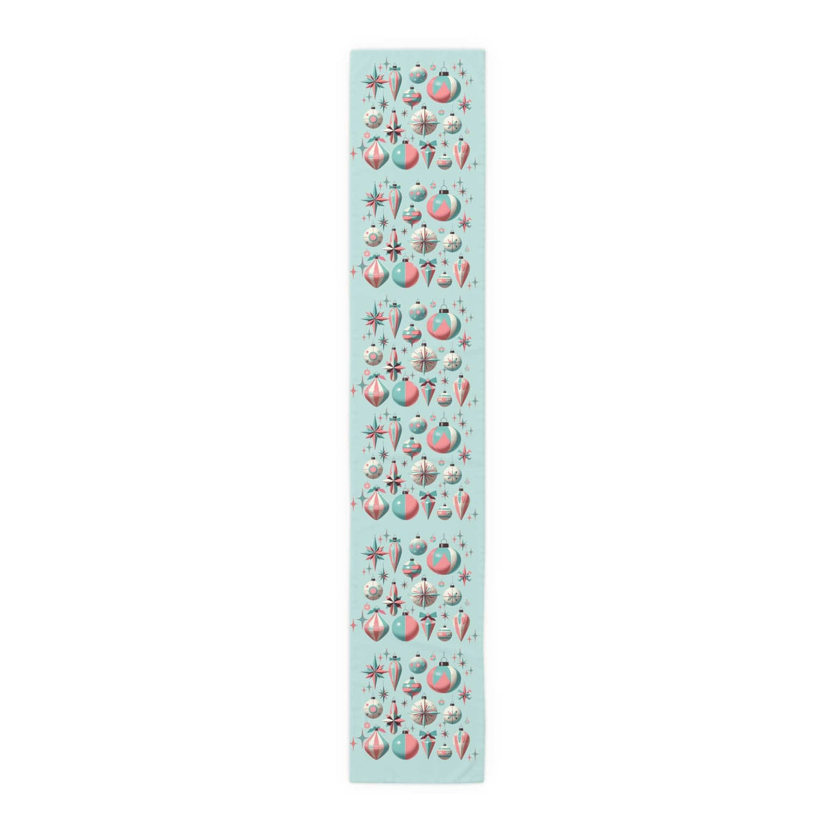 Mid Century Modern Shiny Brite Aqua Blue, Pink, Kitschy 50's Ornament MCM Gal Table Runner Home Decor