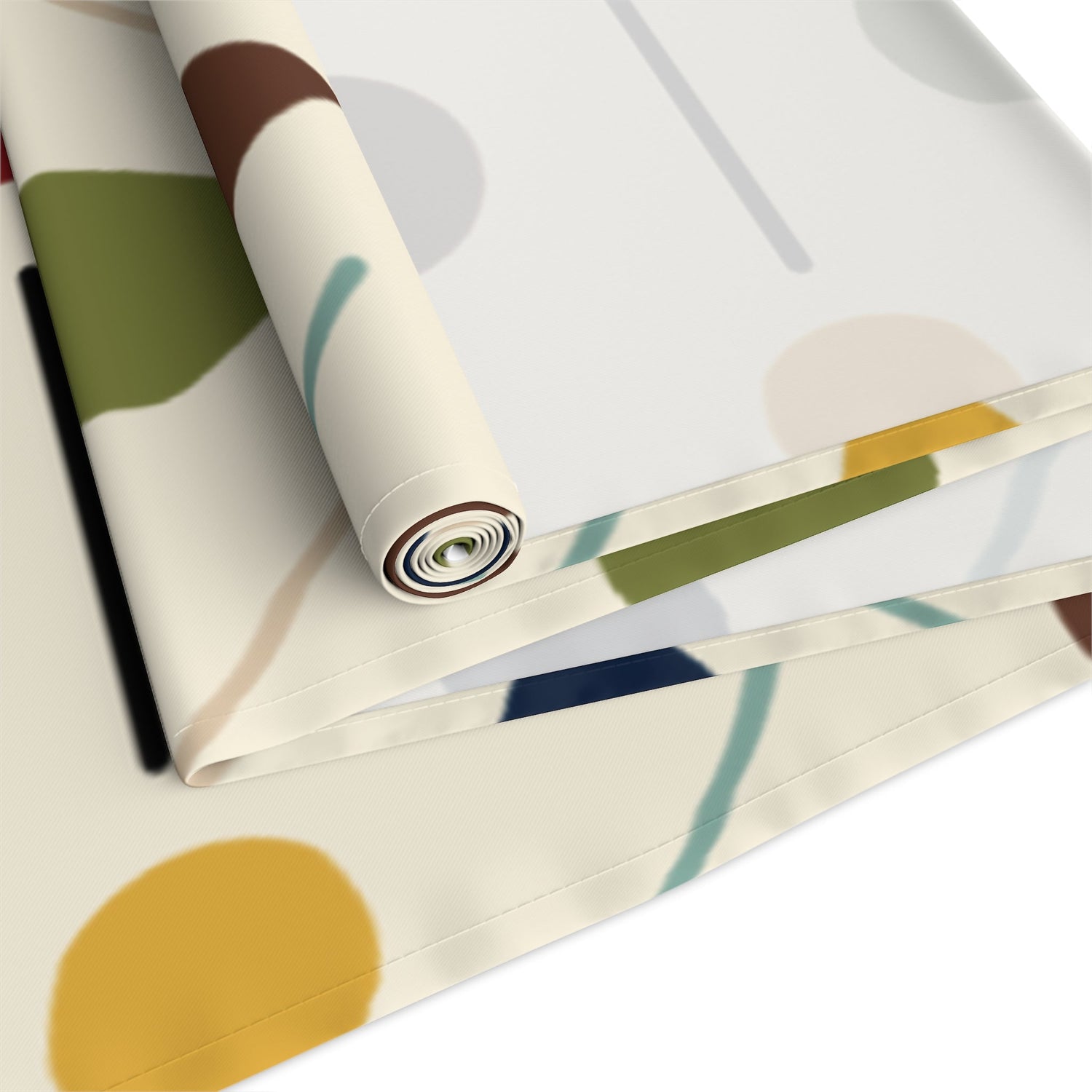 Mid Century Modern Table Runner, Scandinavian Flower, Modern Danish, Beige, Yellow, Green, Orange, Brown, Aqua, MCM Designs Home Decor