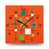 Mid Century Modern Wall Clock, Orange, Retro Geometric Acrylic Wall Clock Home Decor Mid Century Modern Gal