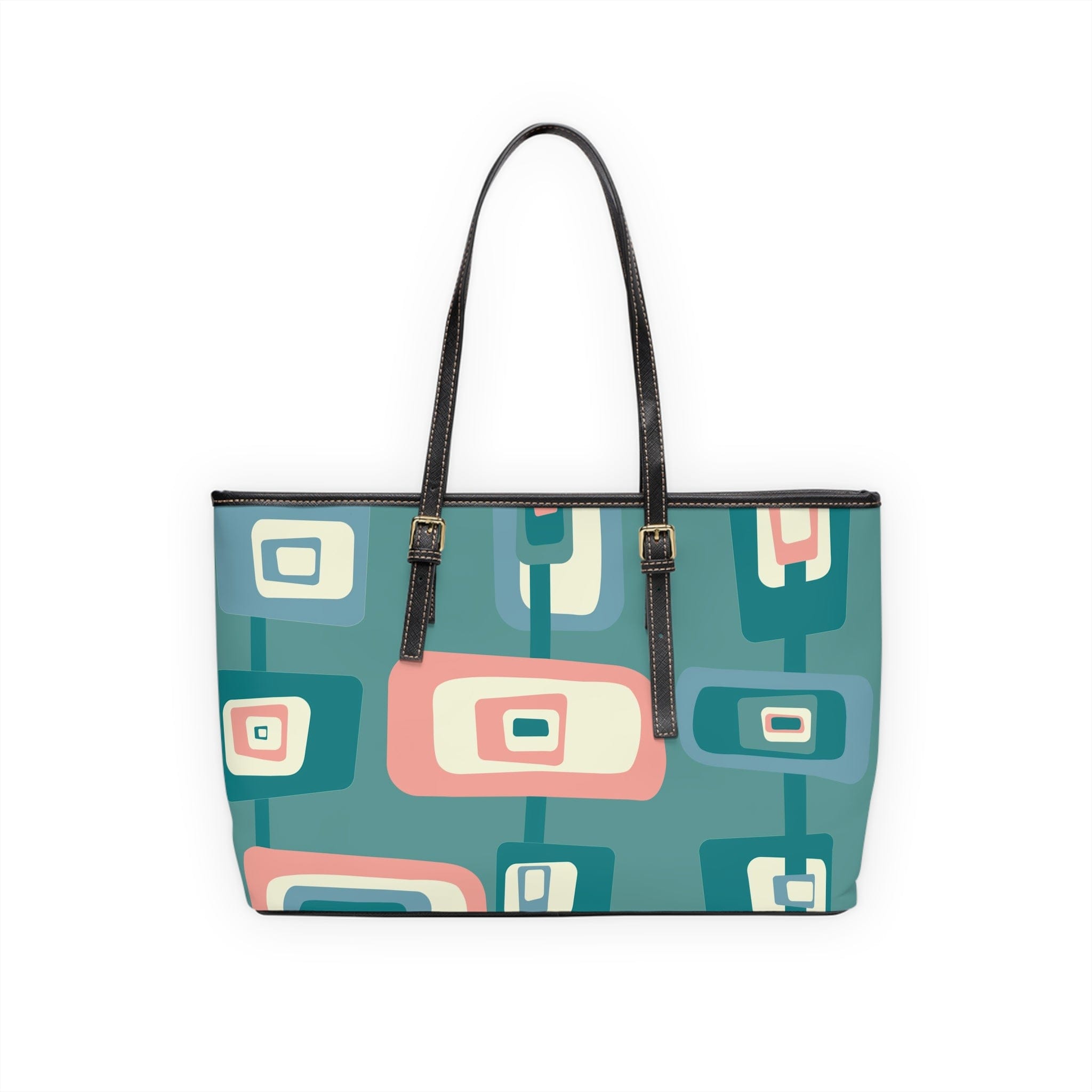 Mid Mod Aqua Blue, Pink, Geometric Groovy Retro Shoulder Bag Bags