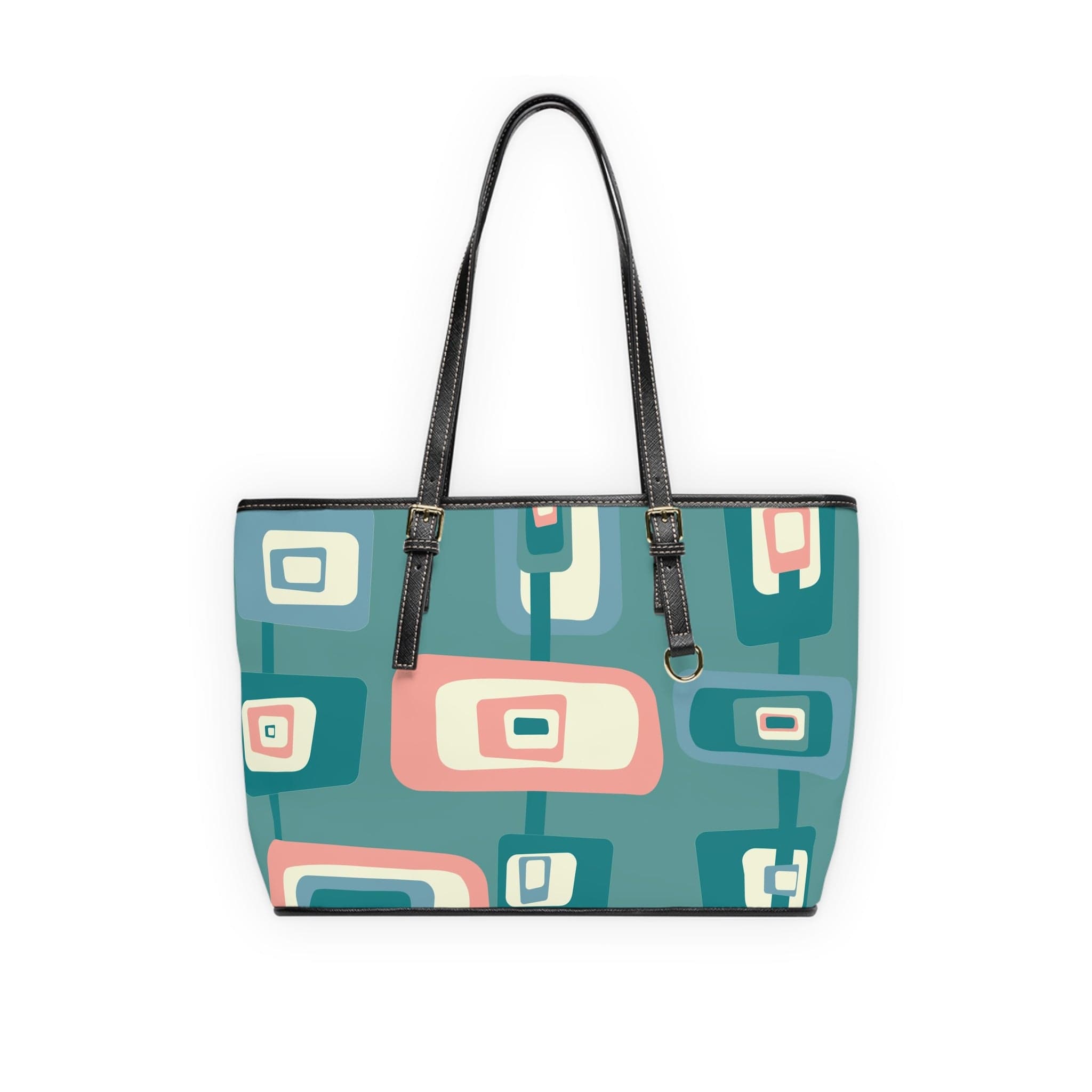 Mid Mod Aqua Blue, Pink, Geometric Groovy Retro Shoulder Bag Bags