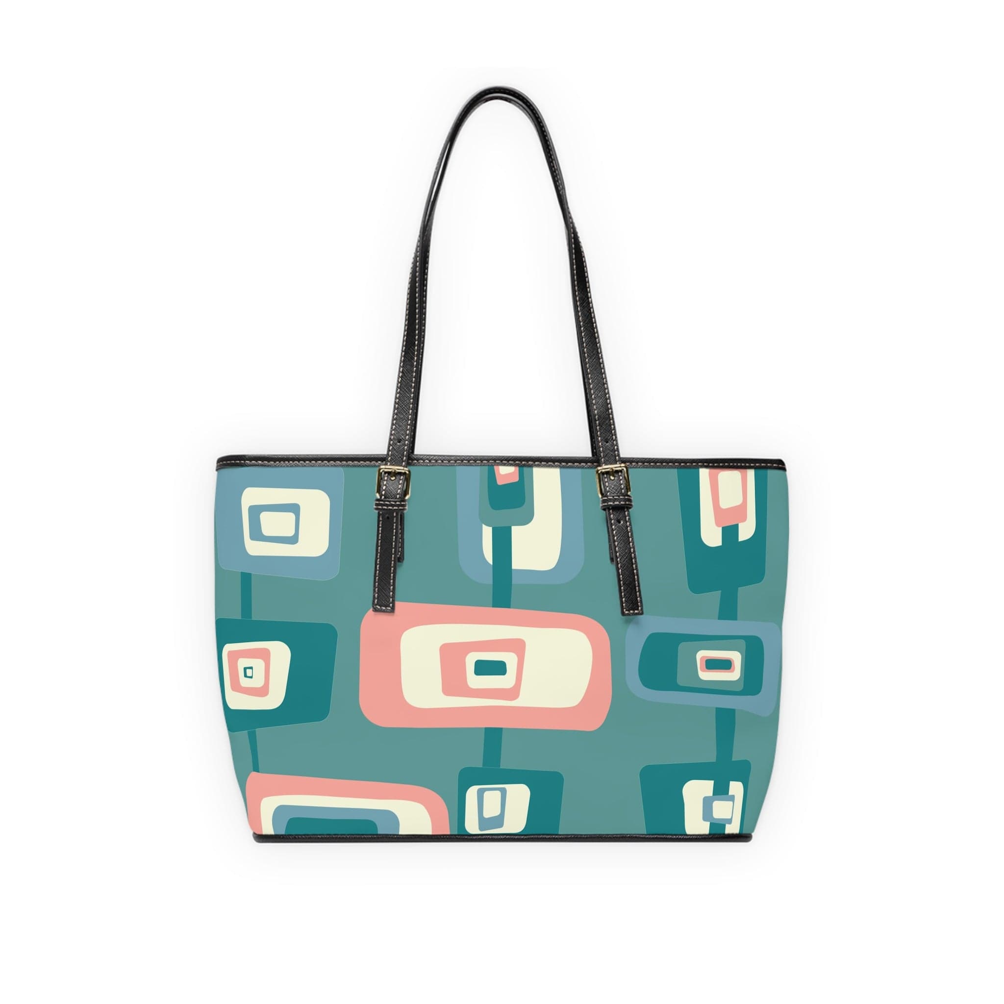 Mid Mod Aqua Blue, Pink, Geometric Groovy Retro Shoulder Bag Bags