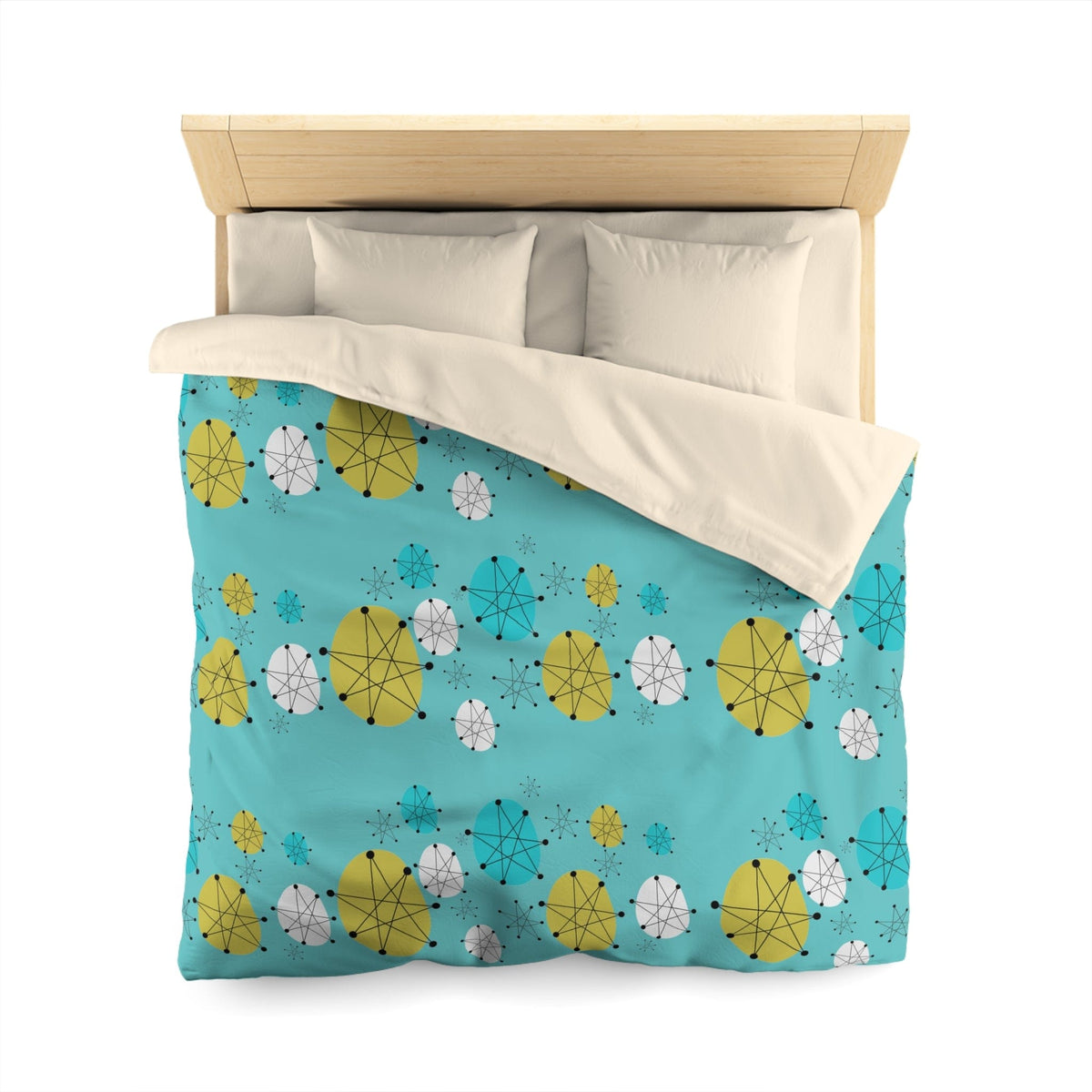 Mid Mod Atomic 50's Franciscan Pattern, Aqua Blue, MCM Designs By Mid Century Modern Gal Microfiber Duvet Cover Home Decor