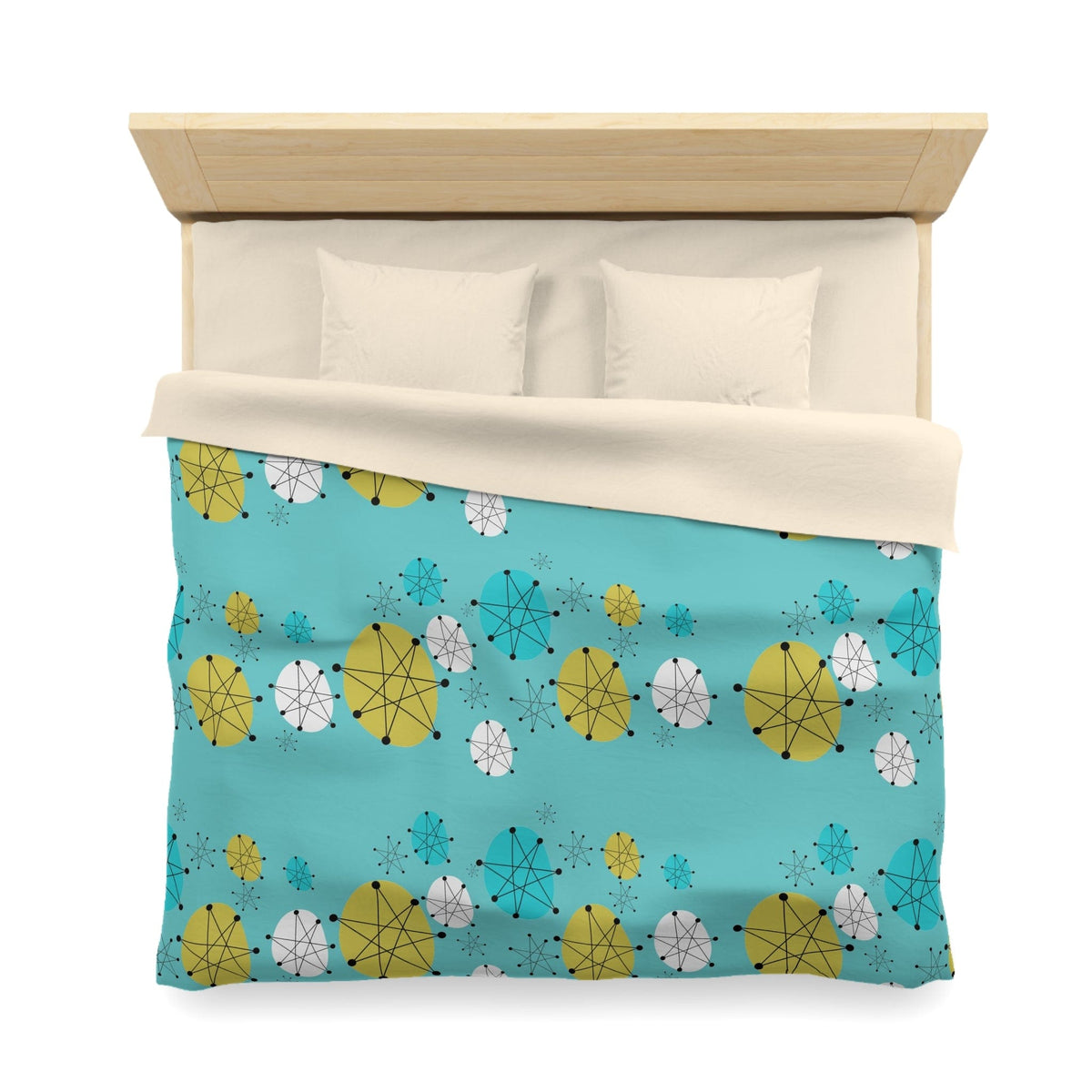 Mid Mod Atomic 50's Franciscan Pattern, Aqua Blue, MCM Designs By Mid Century Modern Gal Microfiber Duvet Cover Home Decor