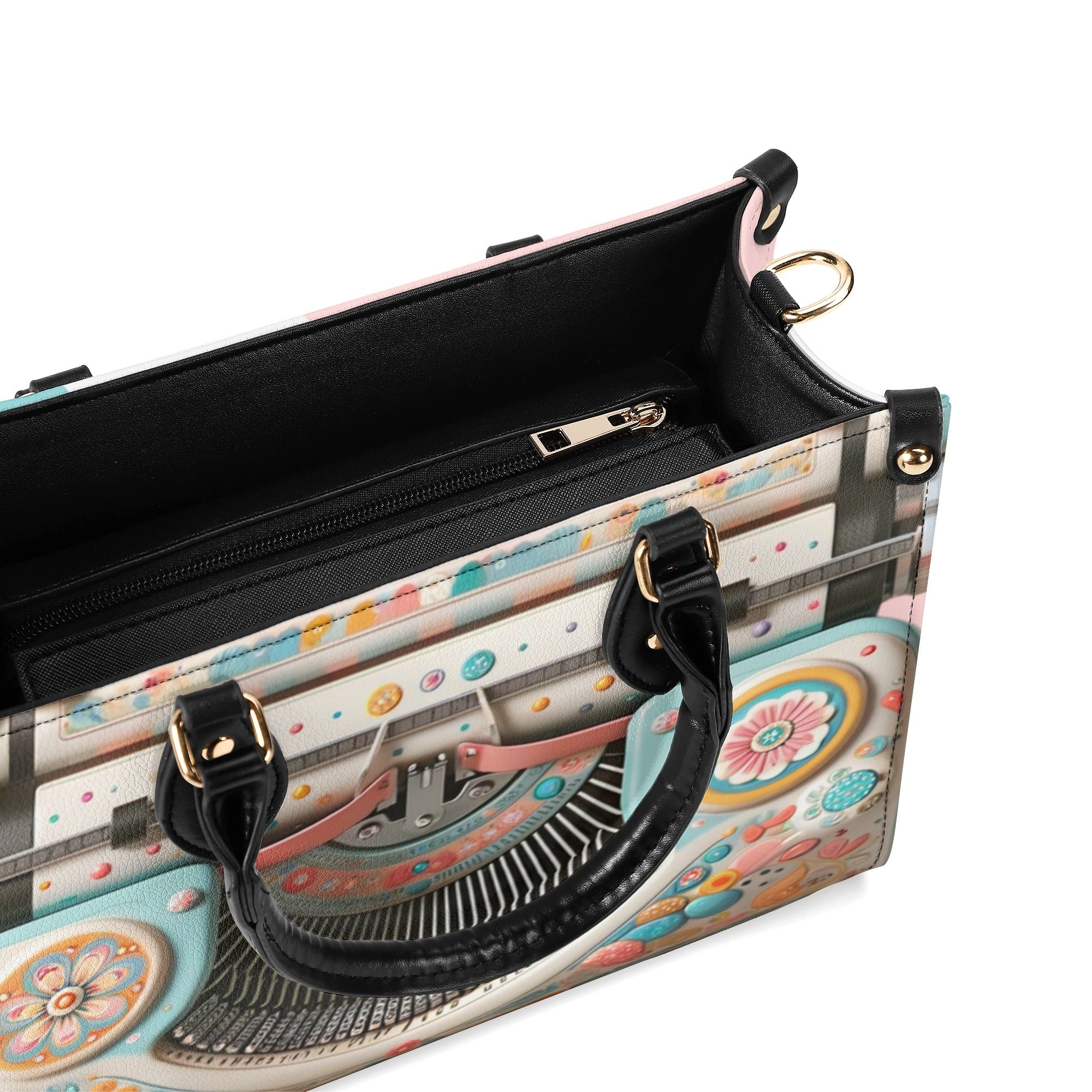 Mid Mod Kitschy Style Retro Typewriter Hand Bag-Shoulder Bag Combo in Pink, Aqua And Blue