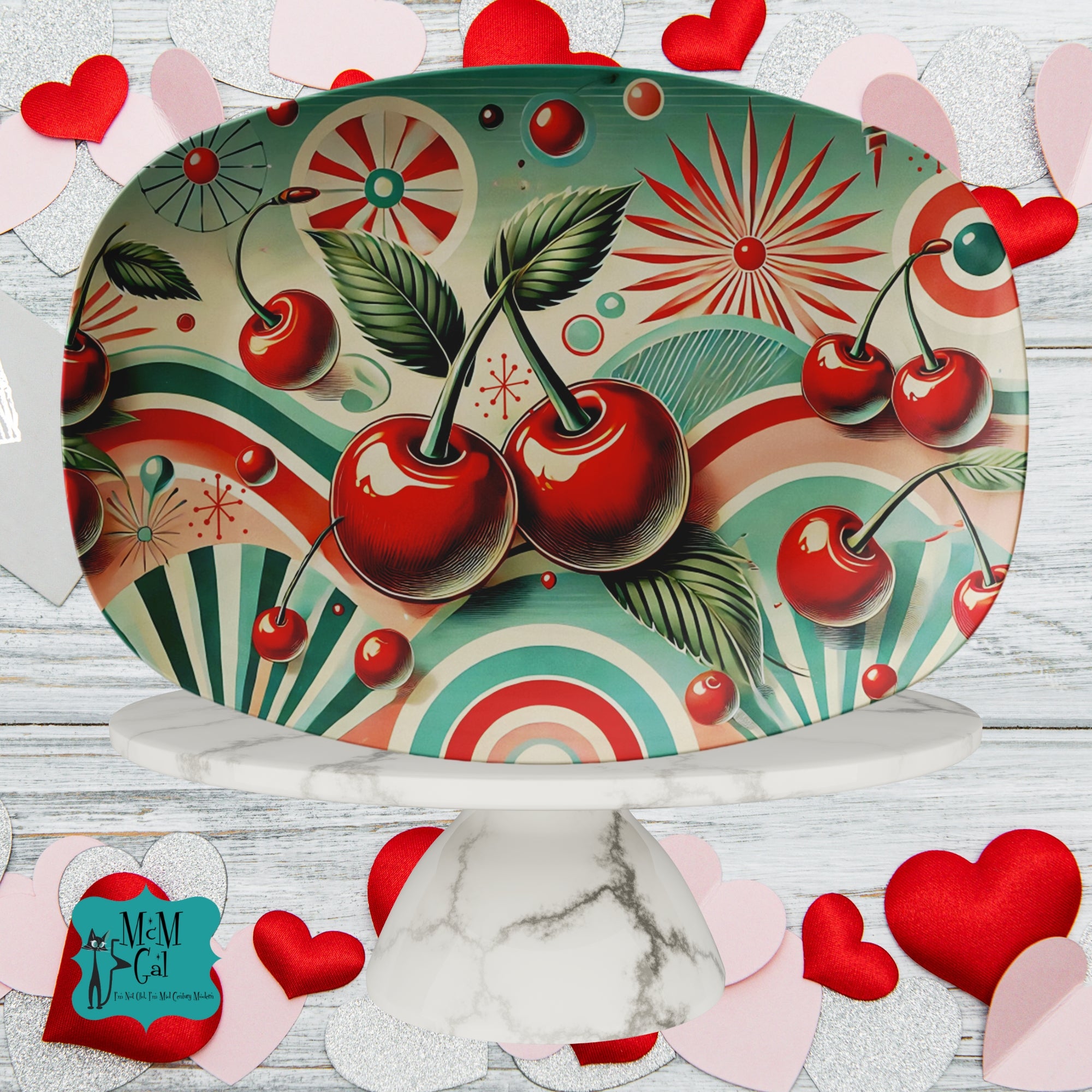 Cherry Infusion, Mid Century Modern 50s Barware Cherry Platter - Mid Century Modern Gal