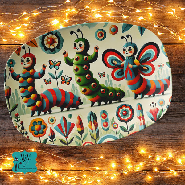 Anthropomorphic Catepillar Garden Pixies, 1960s Serving Platter
