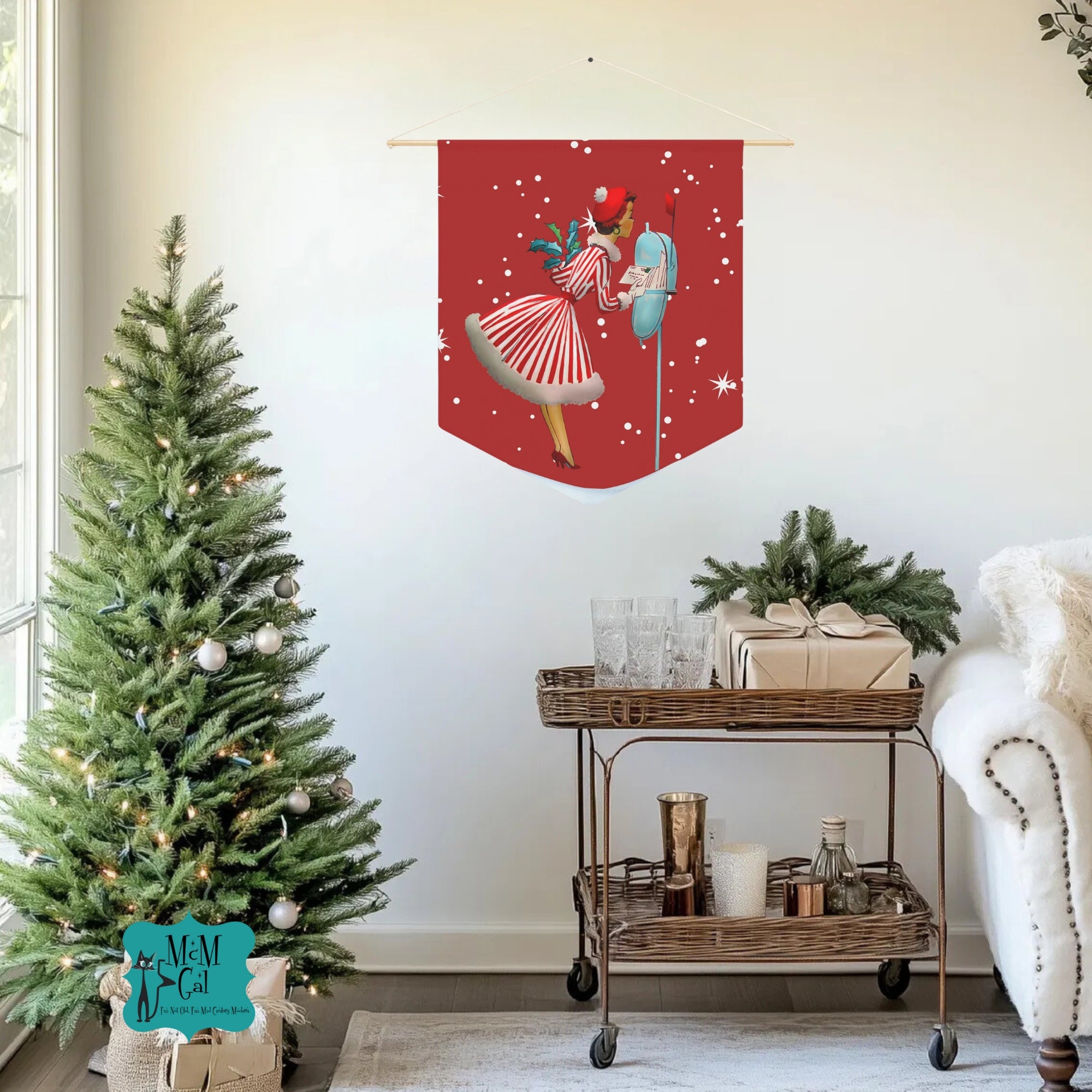 Vintage Holiday Pennant Banner - Retro Christmas Decor - Mid Century Modern Gal