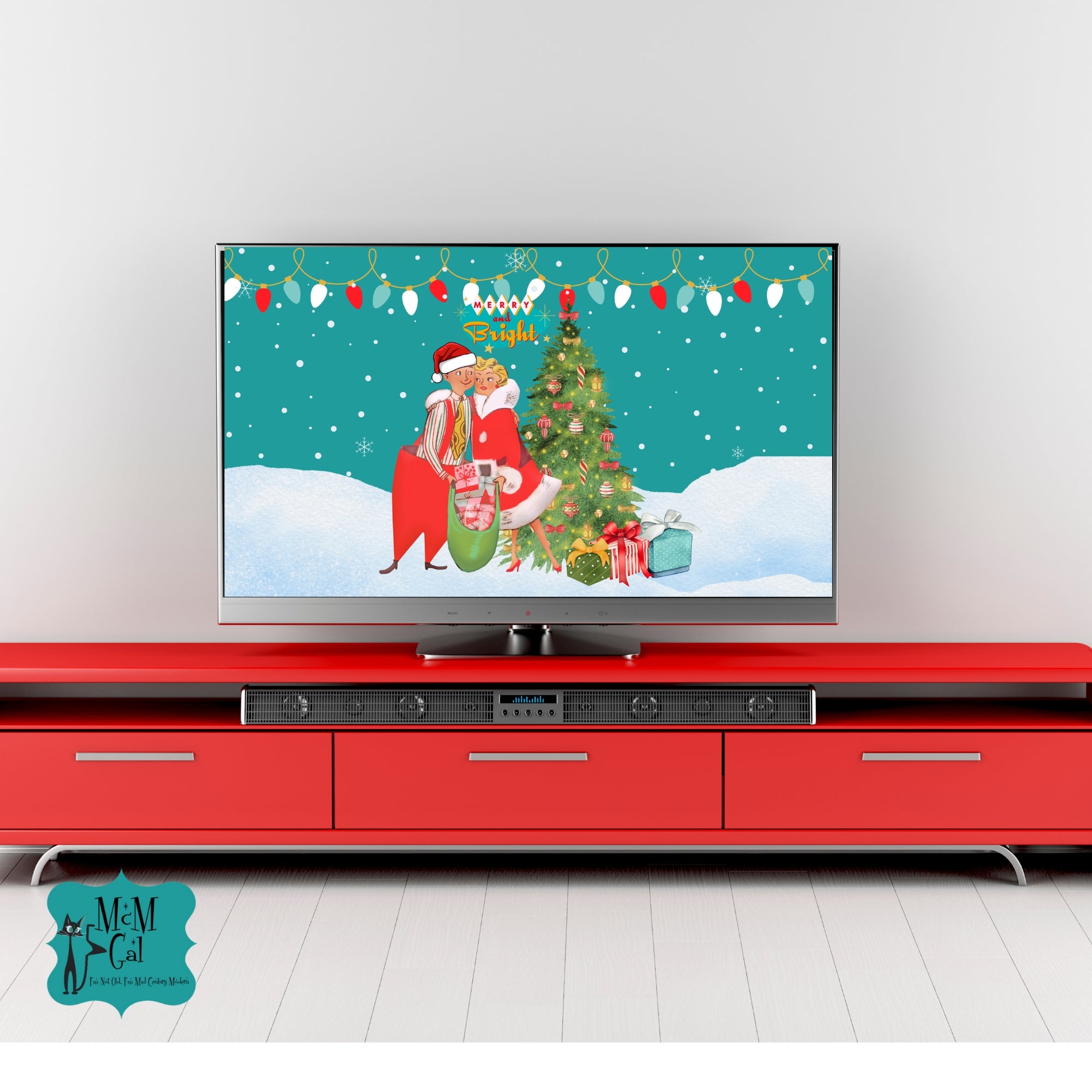 Samsung Frame TV Retro Vintage Christmas Art - Mid Century Modern Gal