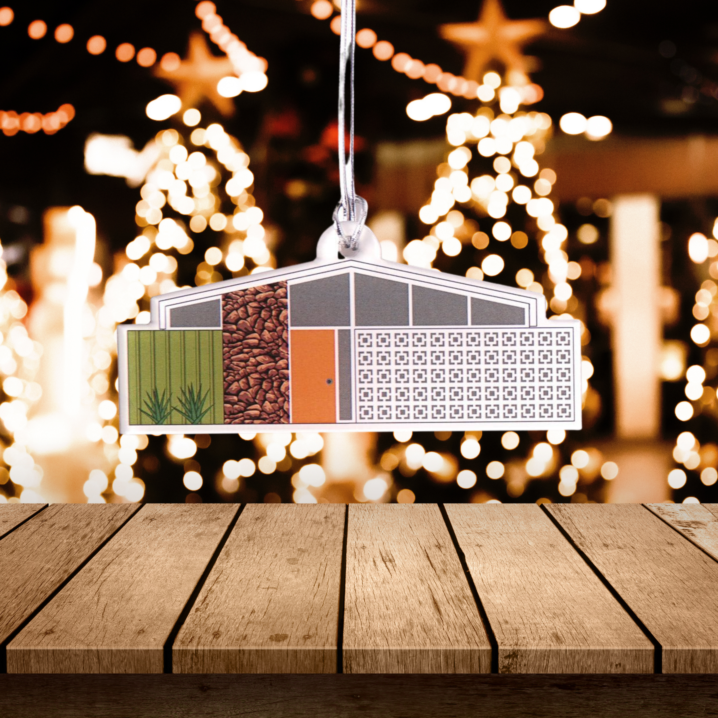Mid Century Modern Christmas House Ornament, Palm Springs Cali Style - Mid Century Modern Gal
