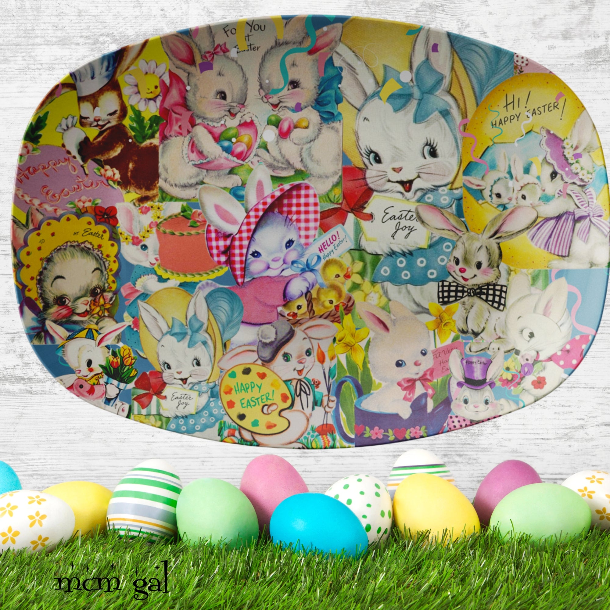 Vintage Easter Card Platter, Kitschy 50s Easter Cards, Easter Table Platter - Mid Century Modern Gal