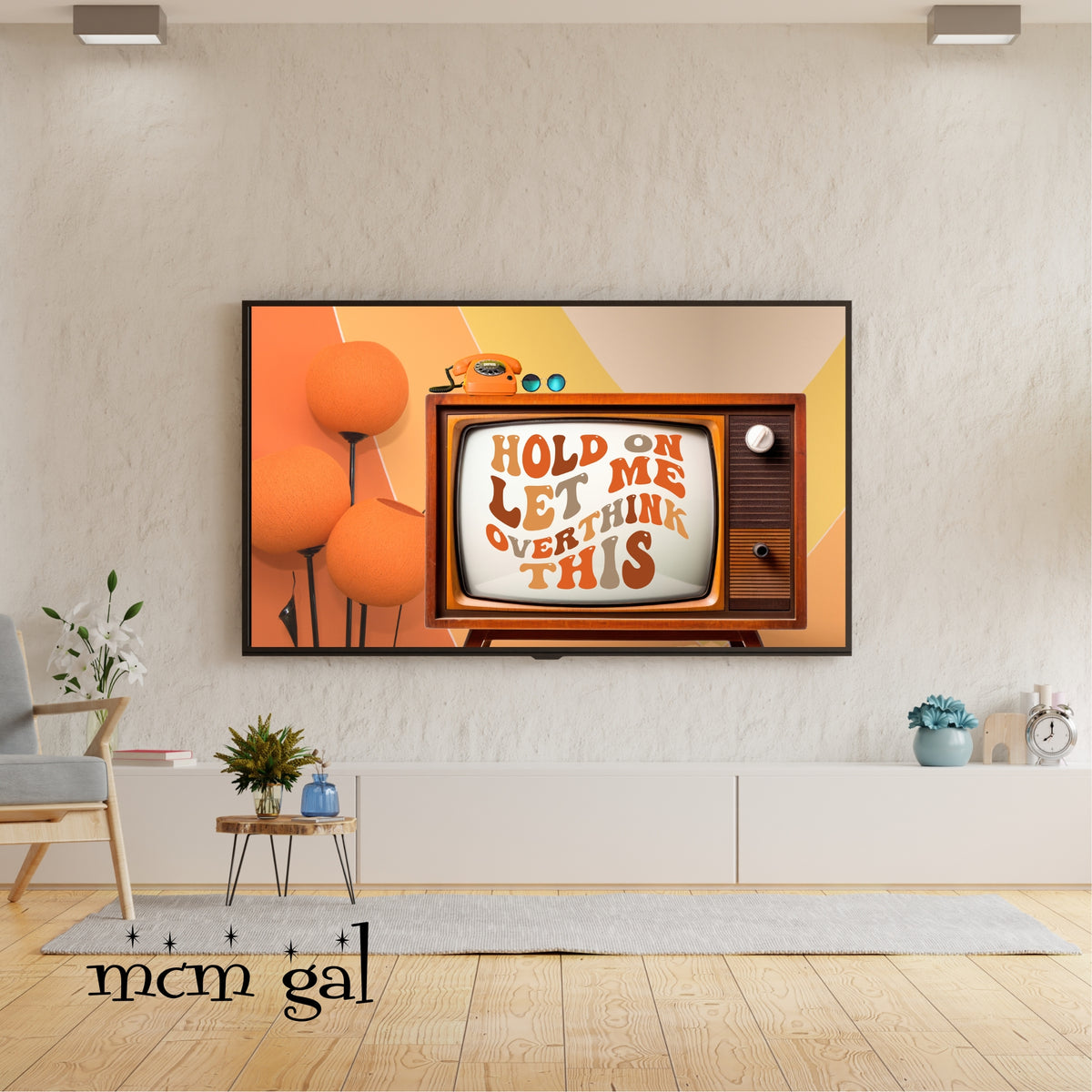 70's Groovy Style, Mid Century Modern Samsung TV Frame Art - Mid Century Modern Gal