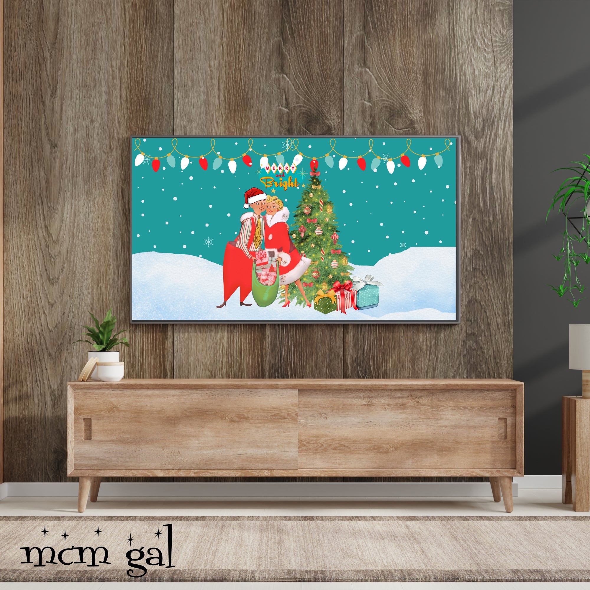 Samsung Frame TV Retro Vintage Christmas Art - Mid Century Modern Gal