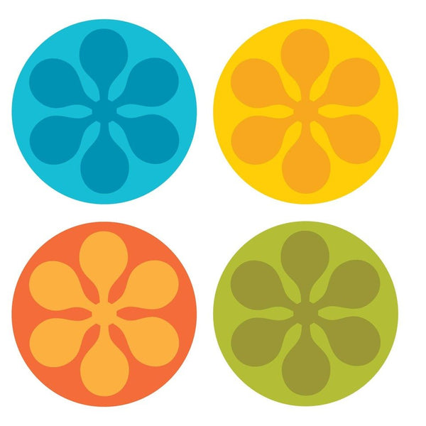 70s Style Flower Power Colorful Funky Modfest Vinyl Coasters - Mixed Set of 8