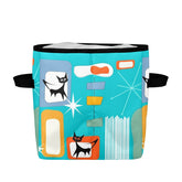 Modern Fabric Storage Bins, For Blankets, Pet Toys, Books, And More One Size / Aqua Blue Kitschy Cats Mid Mod Quilt Storage Bag Mid Century Modern Gal