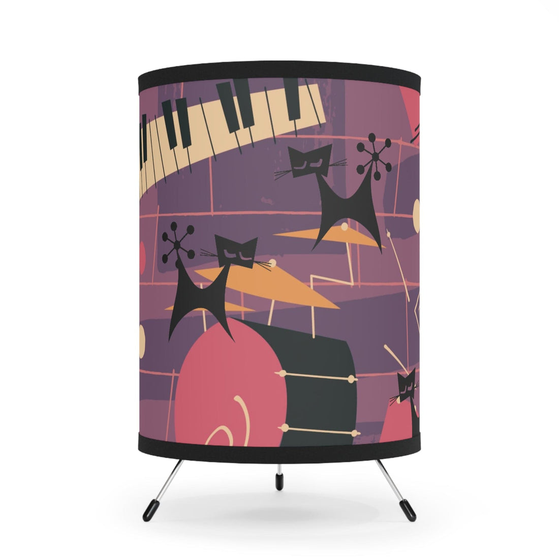 Atomic Cat, Jazzy Snazzy, Mid Century Modern Retro Music Tripod Lamp Home Decor One size / Black