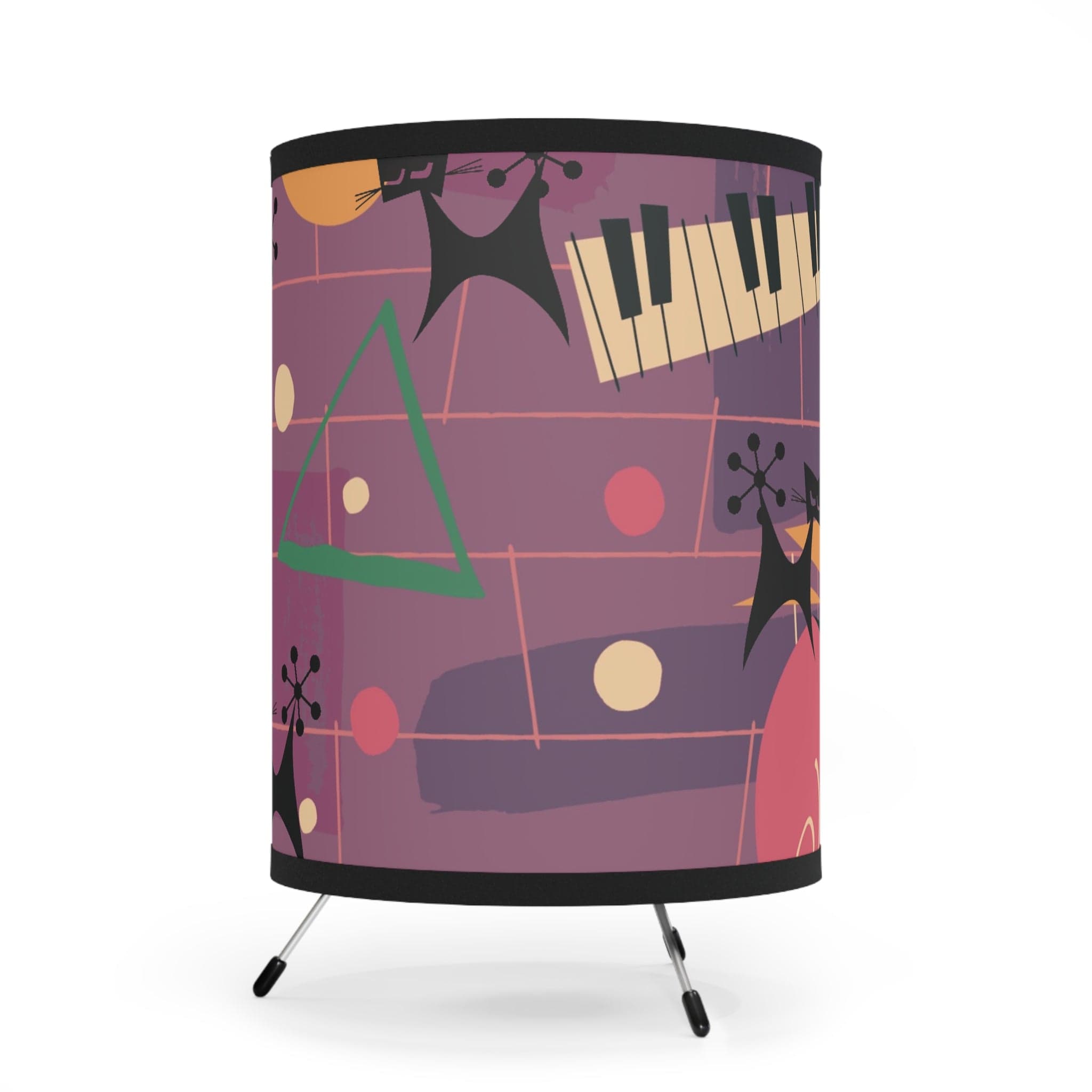 Atomic Cat, Jazzy Snazzy, Mid Century Modern Retro Music Tripod Lamp Home Decor One size / Black