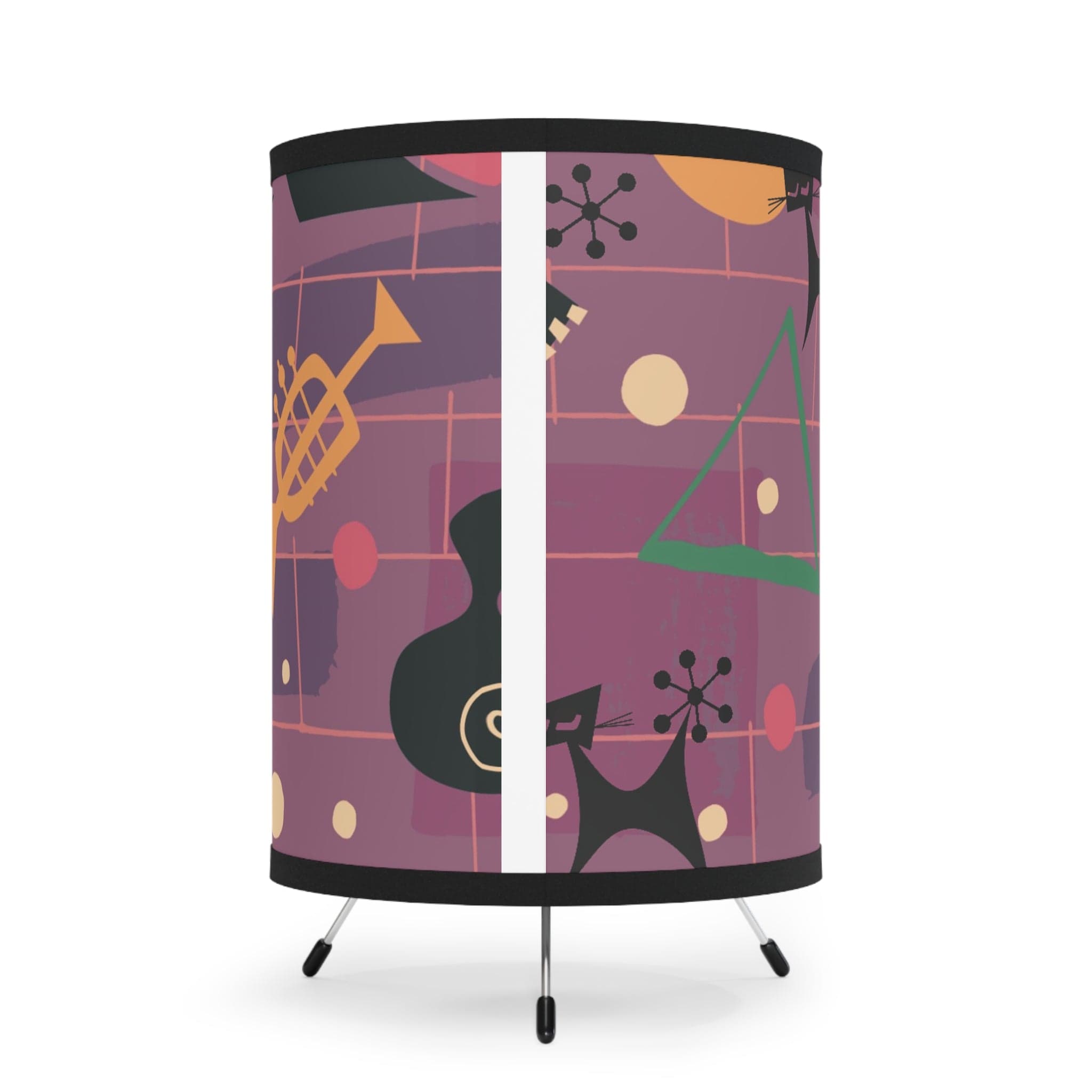 Atomic Cat, Jazzy Snazzy, Mid Century Modern Retro Music Tripod Lamp Home Decor One size / Black