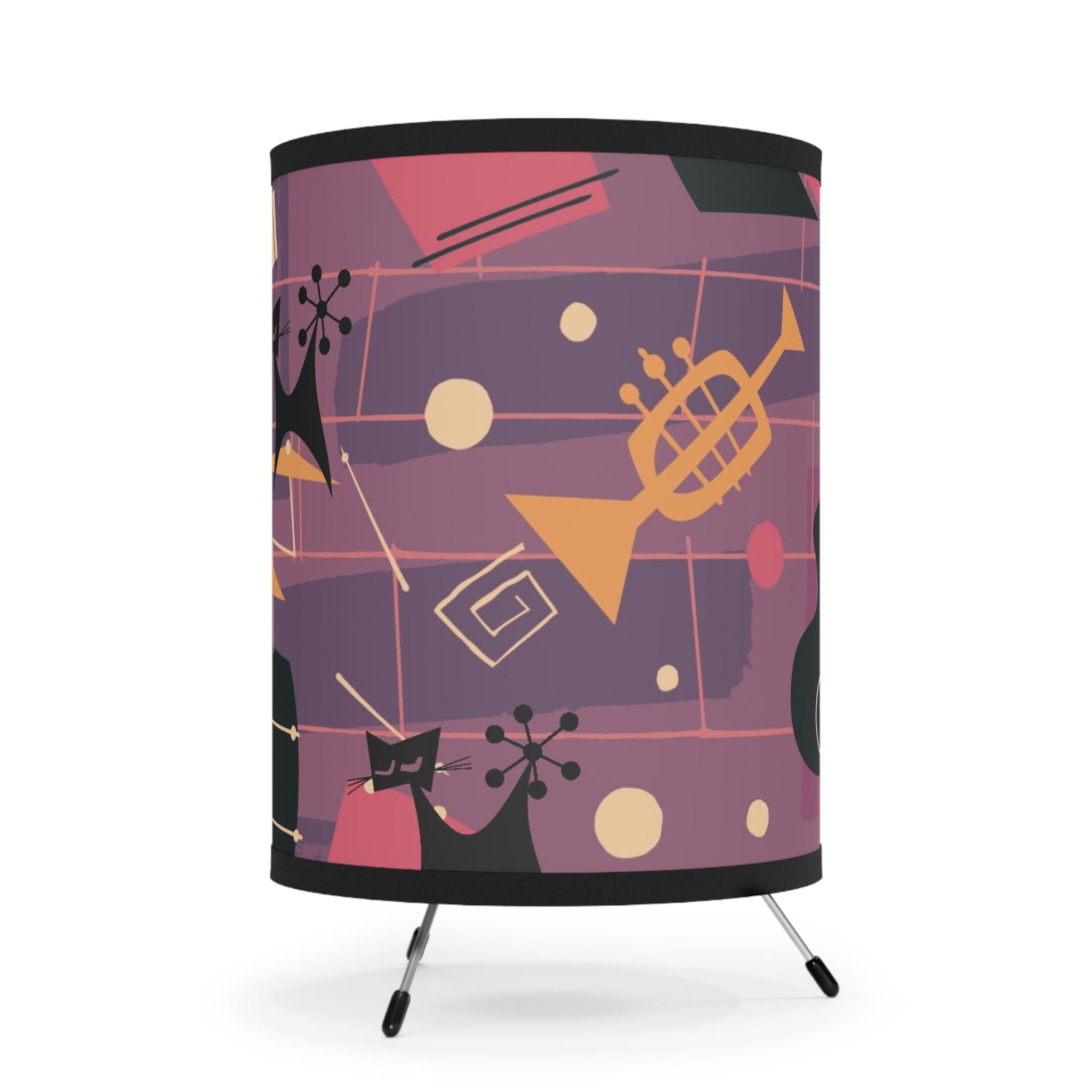 Atomic Cat, Jazzy Snazzy, Mid Century Modern Retro Music Tripod Lamp Home Decor One size / Black