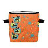Modern Fabric Storage Bins, For Blankets, Pet Toys, Books, And More One Size / Crazy Kitschy Cats Quilt Storage Bag Mid Century Modern Gal