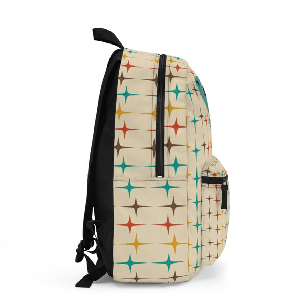 Mid Century Modern, Atomic Cat, Retro Beige, Aqua Starburst, Travel, School, Office Backpack