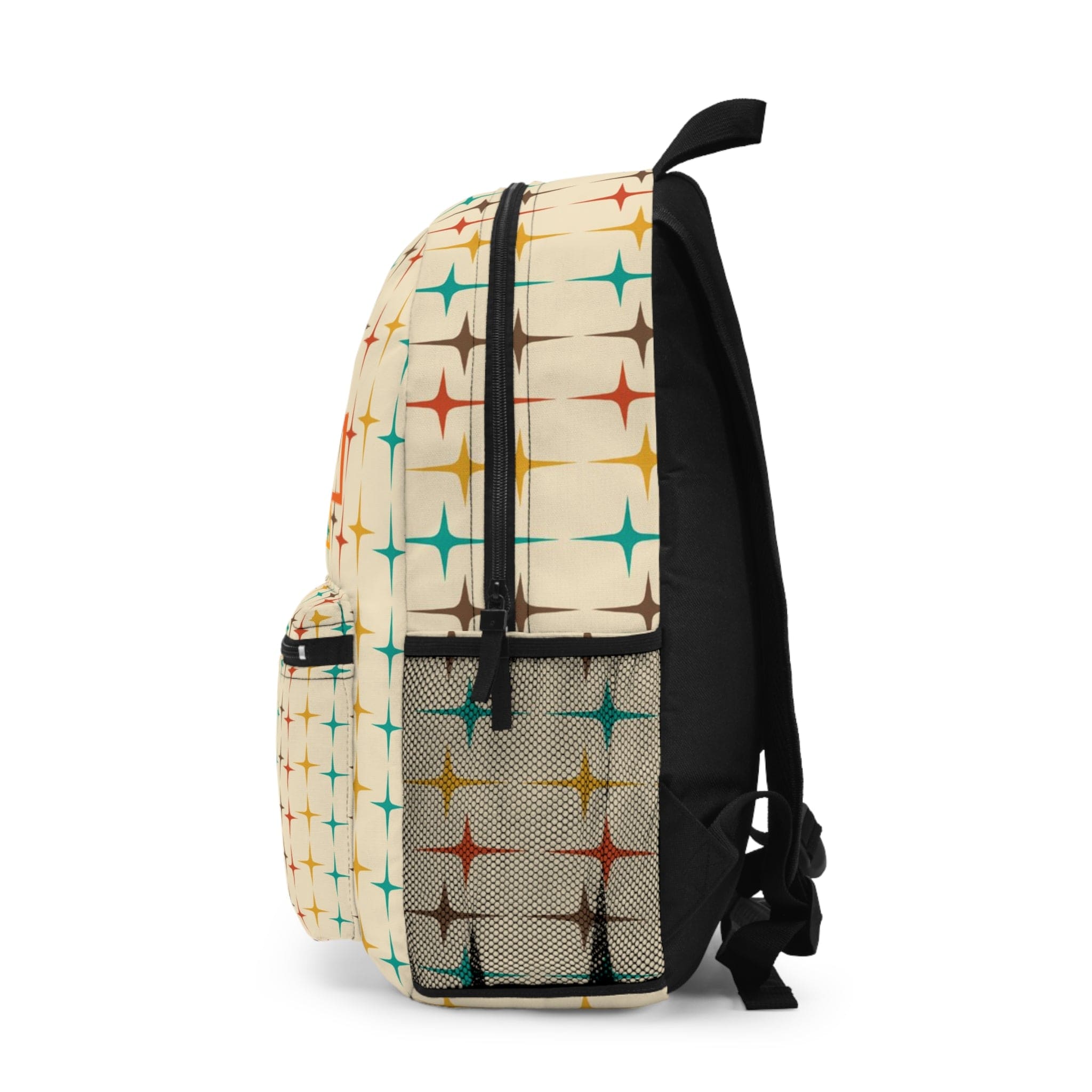 Mid Century Modern, Atomic Cat, Retro Beige, Aqua Starburst, Travel, School, Office Backpack Bags One size