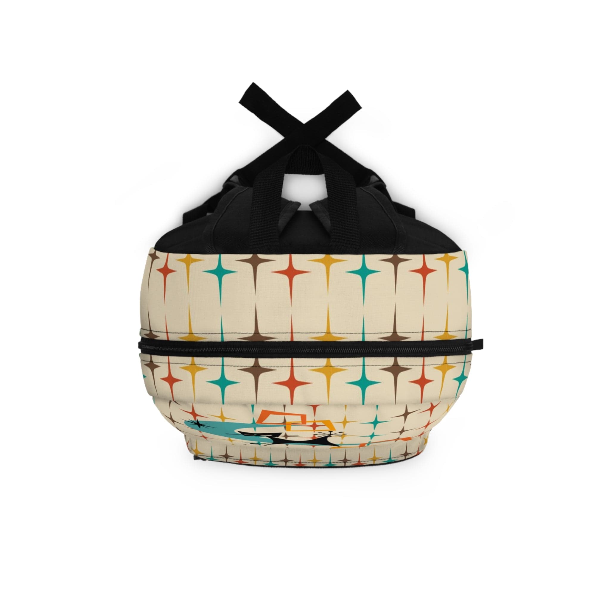 Mid Century Modern, Atomic Cat, Retro Beige, Aqua Starburst, Travel, School, Office Backpack Bags One size
