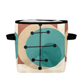 Modern Fabric Storage Bins, For Blankets, Pet Toys, Books, And More One Size / Mid Mod Geometric Brown Teal Quilt Storage Bag Mid Century Modern Gal