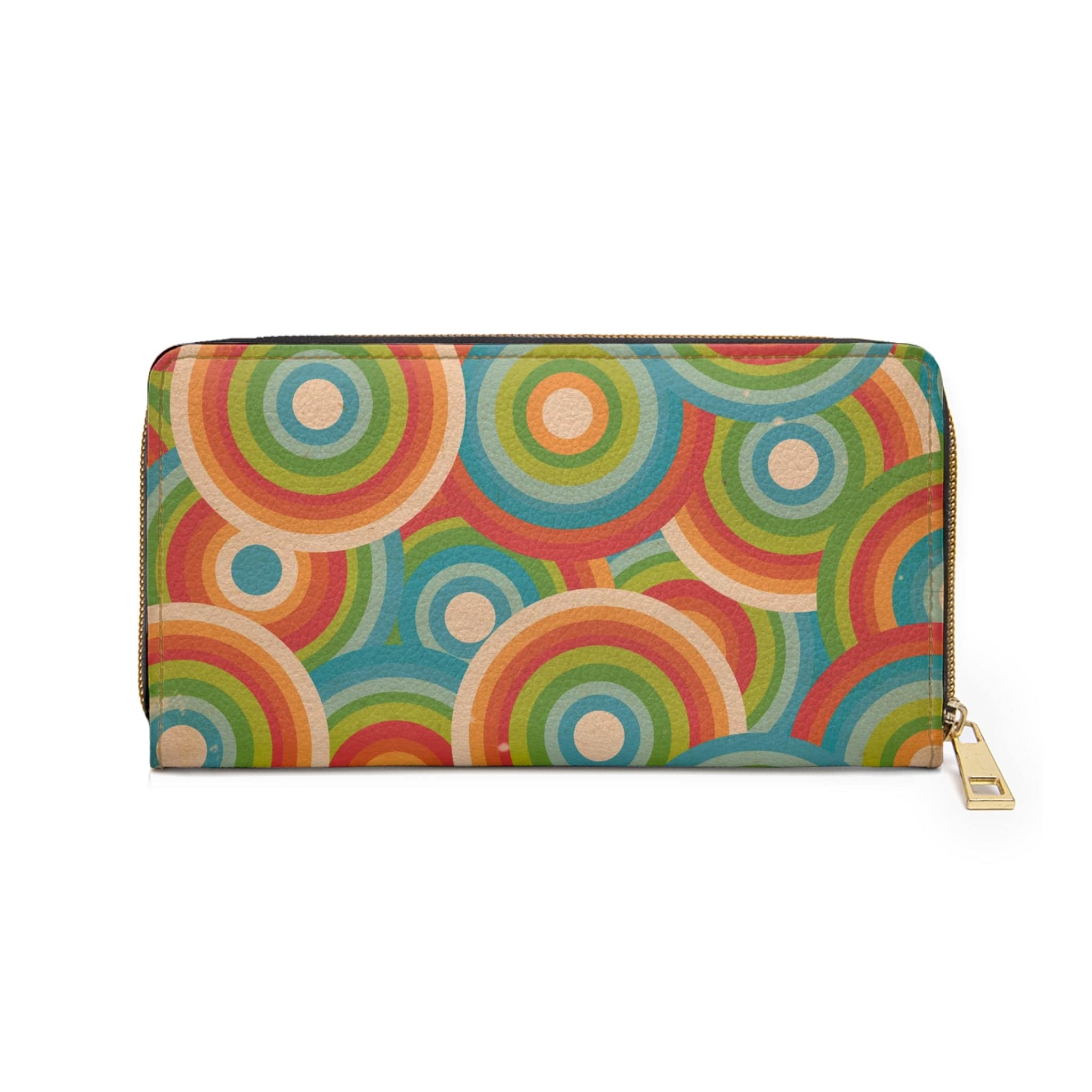 Atomic Kitschy Groovy Cat, Retro Cirlce Mod Zipper Wallet Accessories One size / White