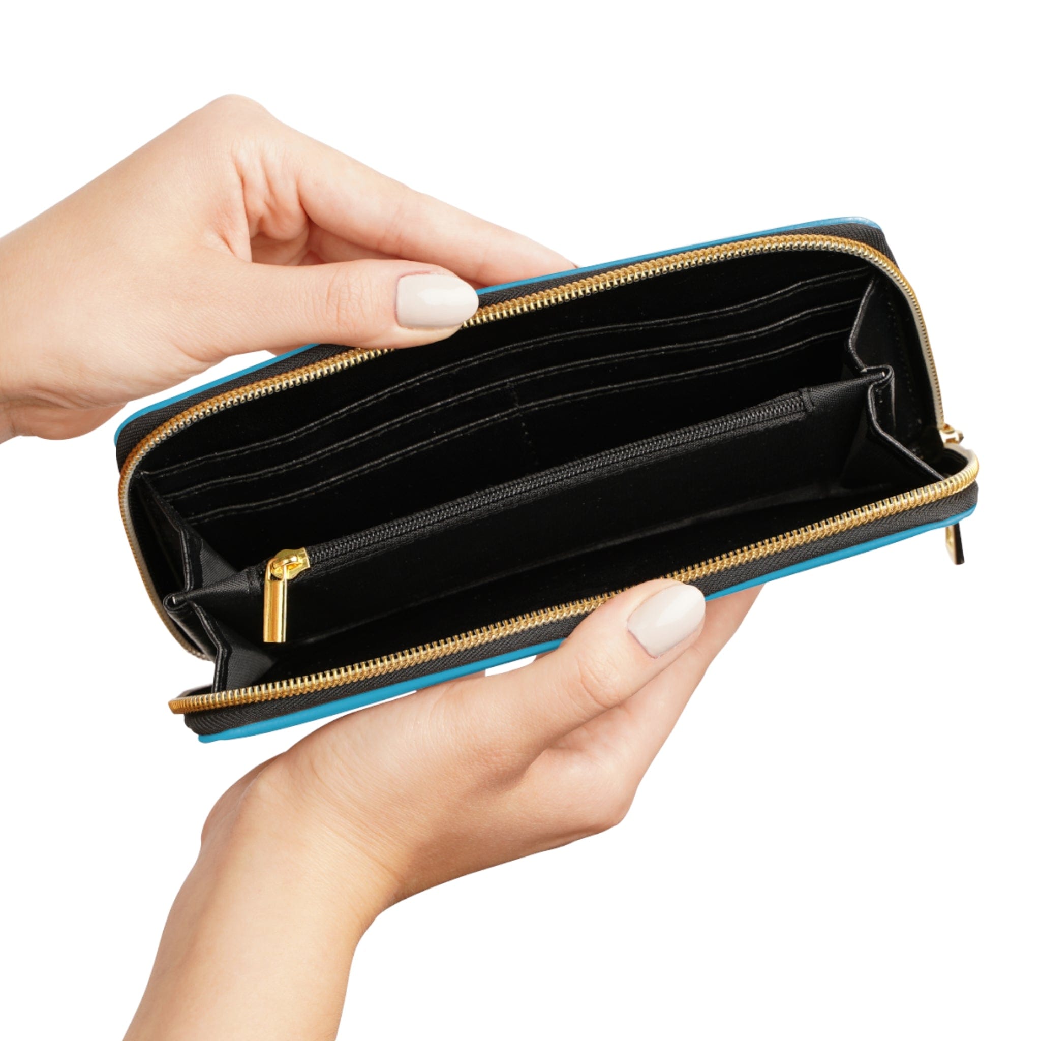 Mid Mod Atomic Space Cat, Turquoise Retro Zipper Wallet Accessories One size / White