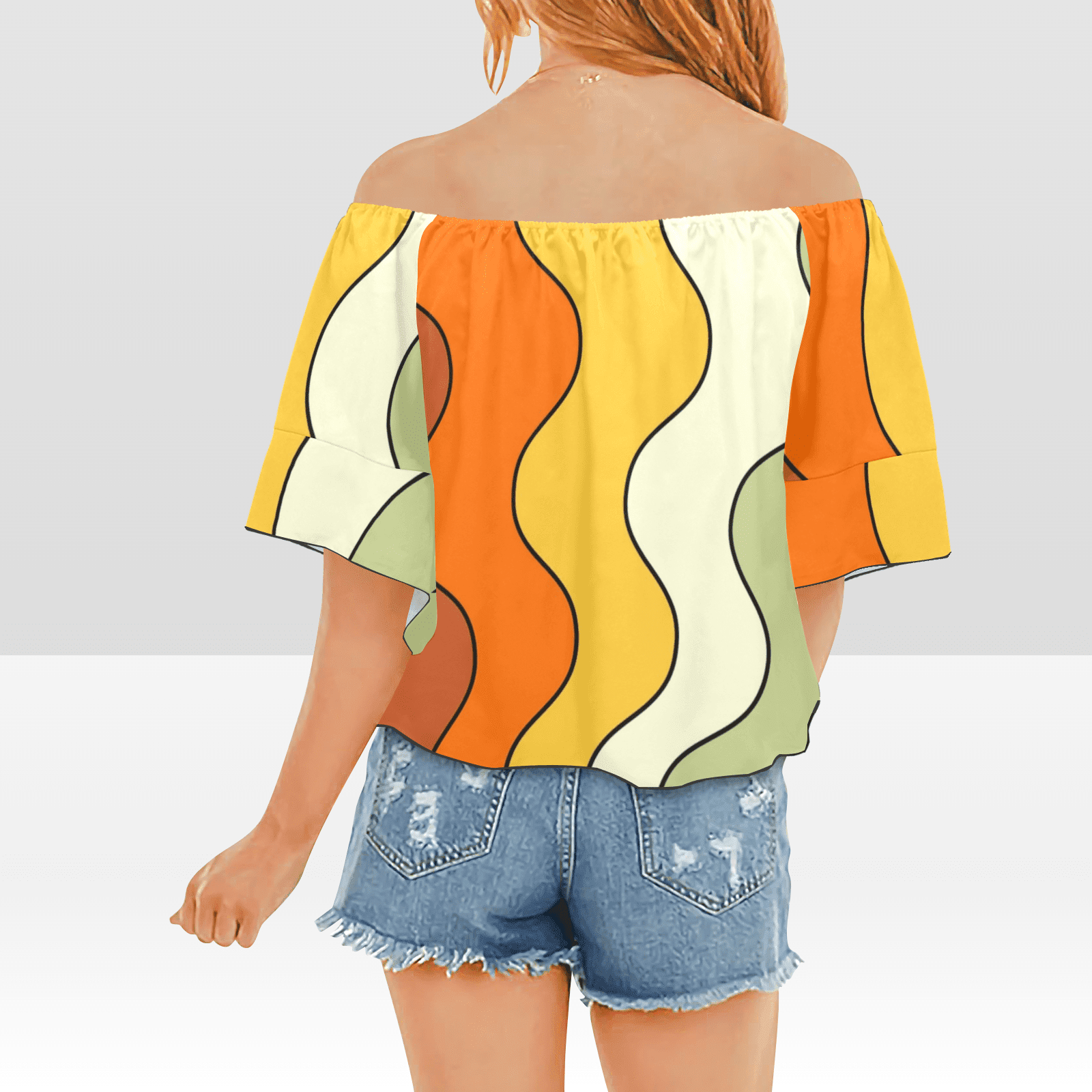 Retro Apparel, Tie At the Waist Flowy Groovy, Mod Blouses
