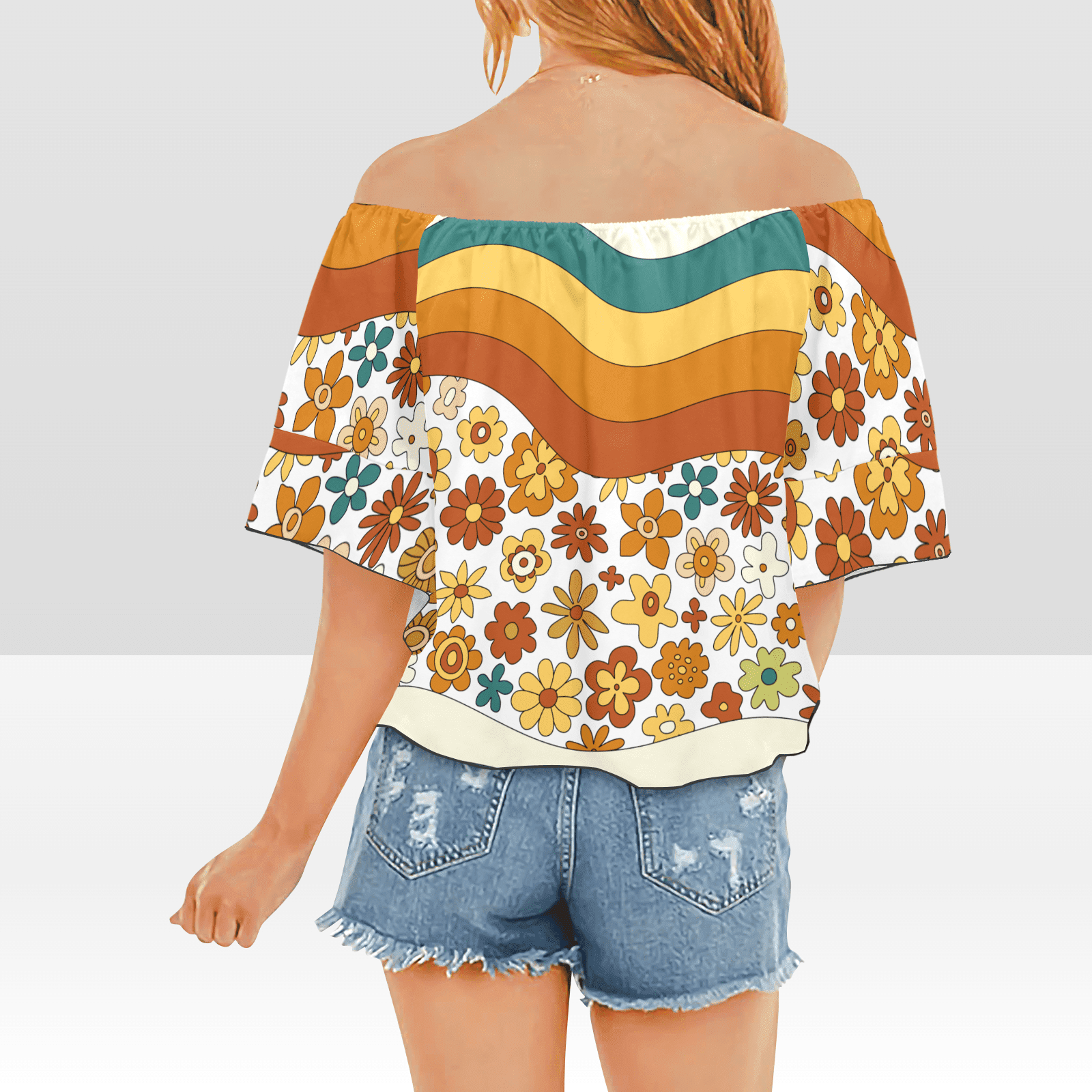 Retro Apparel, Tie At the Waist Flowy Groovy, Mod Blouses