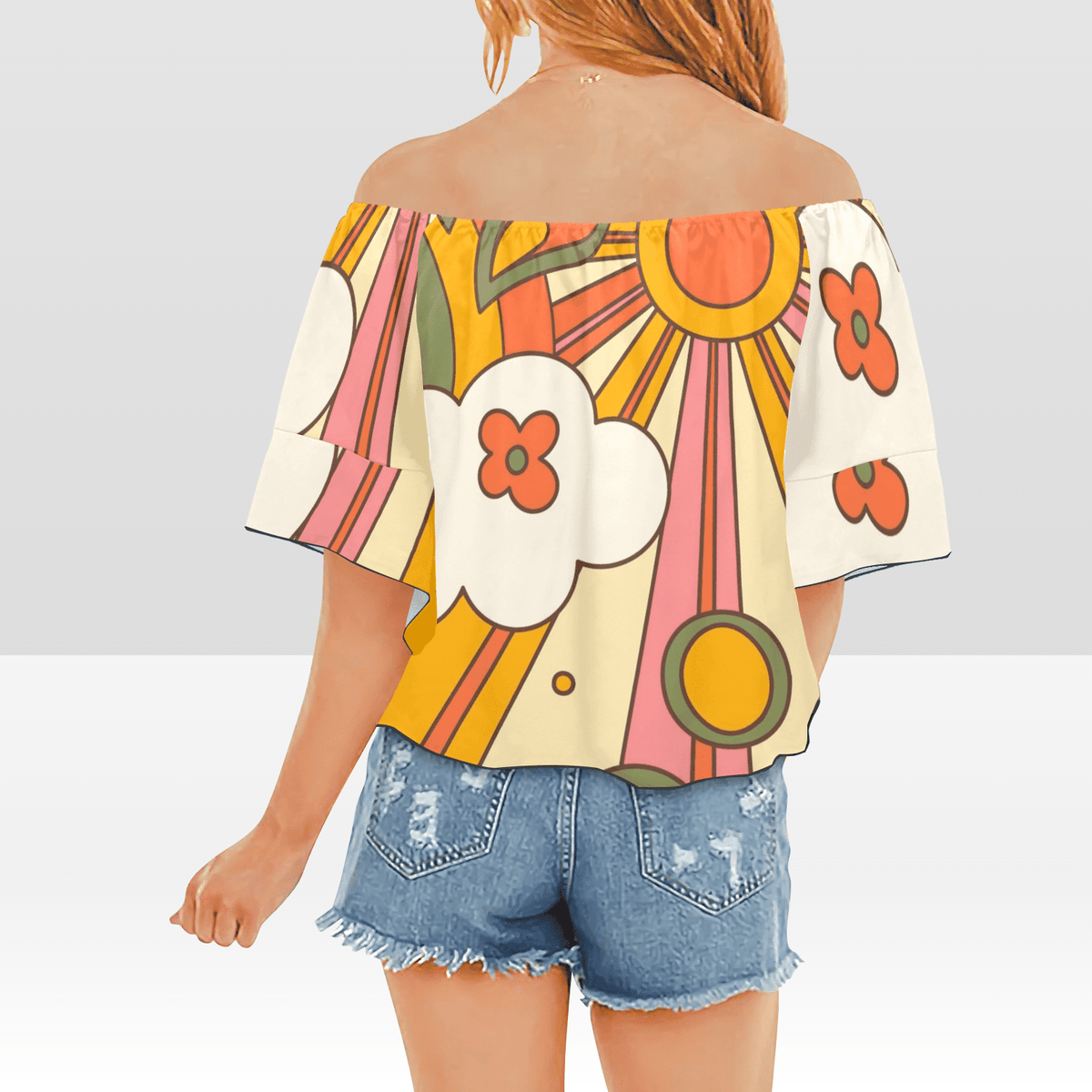 Retro Apparel, Tie At the Waist Flowy Groovy, Mod Blouses