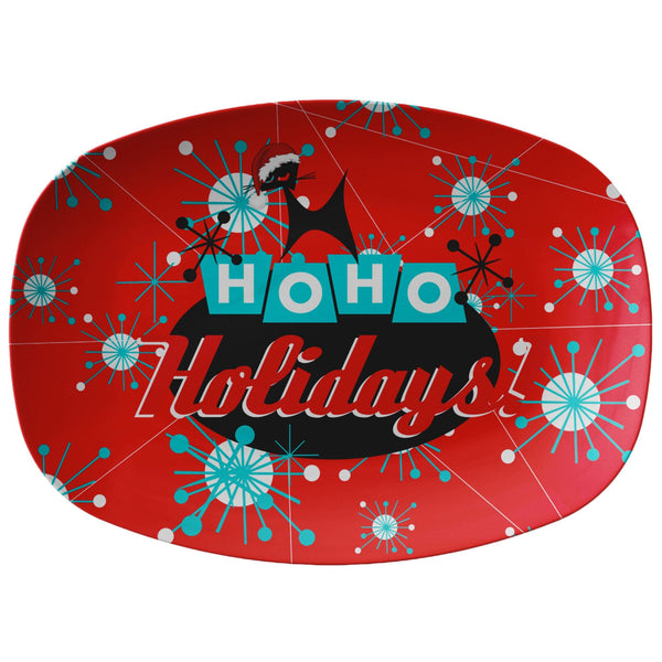 Retro Christmas Atomic Century, MCM Ho Ho Holiday Dinner Platter Gift
