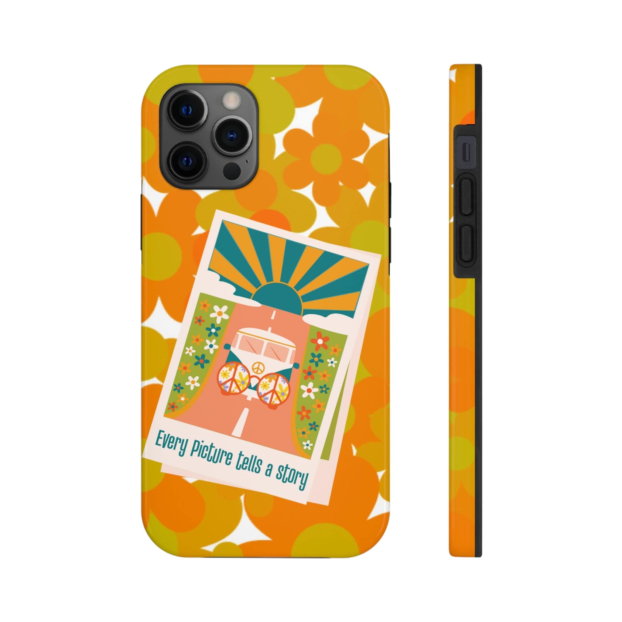 Retro Phone Case, Orange Flower Power, Polariod Picture, Mod Smart Phone Tough Phone Cases Phone Case