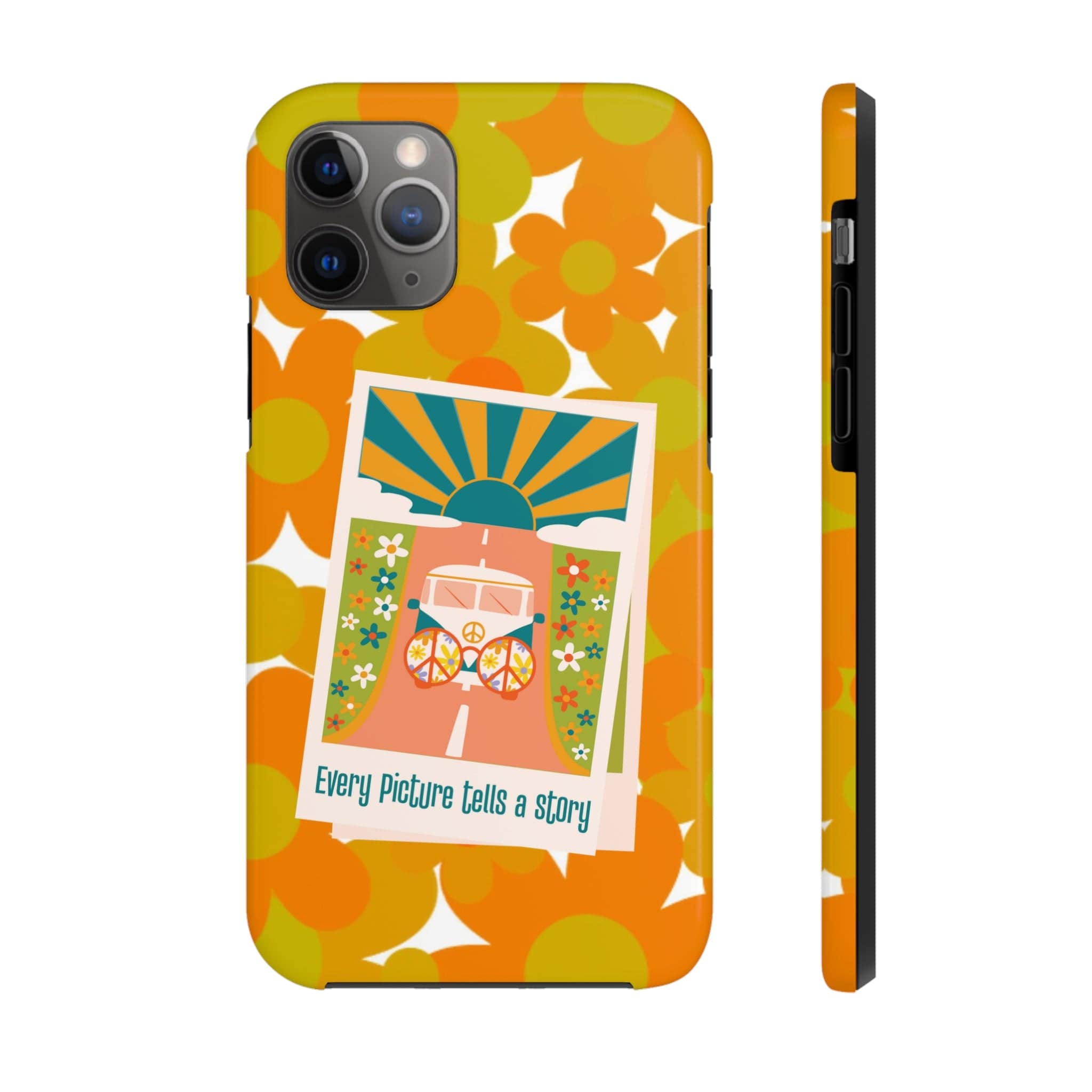 Retro Phone Case, Orange Flower Power, Polariod Picture, Mod Smart Phone Tough Phone Cases Phone Case