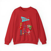 Retro Holiday, Christmas Party, Mid Century Mod, Kitschy Christmas Unisex Heavy Blend™ Crewneck Sweatshirt Sweatshirt S / Red Mid Century Modern Gal