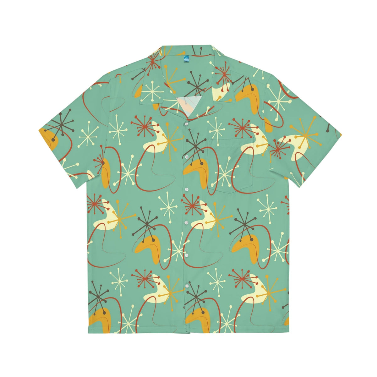 Mid Century Modern Atomic Boomerang Men's Hawaiian Shirt All Over Prints S / White