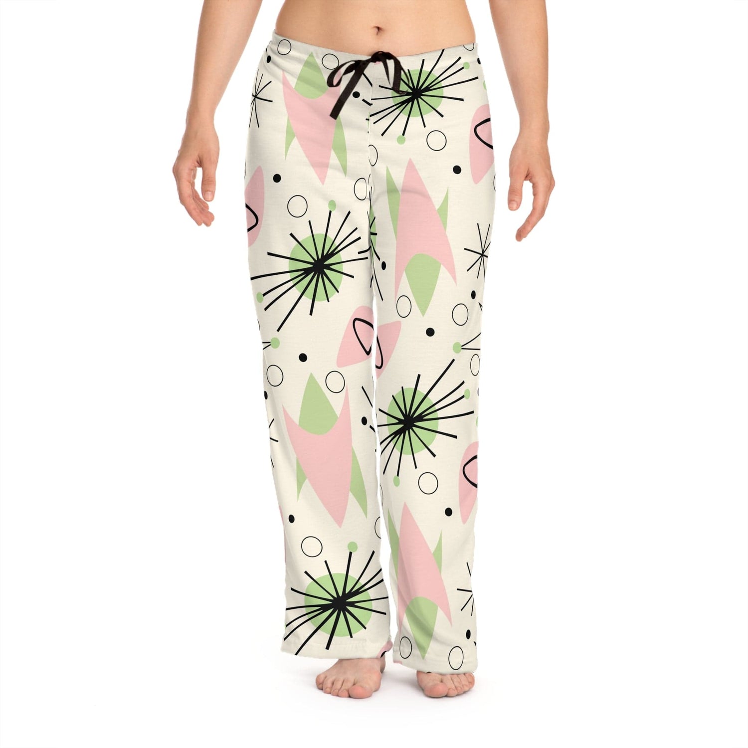 Mid Century Modern Christmas Loungewear, Atomic Starburst, Pink, Green, Fun And Cozy Women&